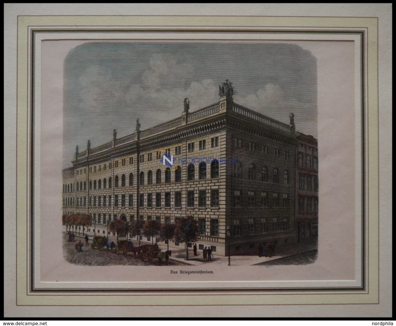 BERLIN: Das Kriegsministerium, Kolorierter Holzstich Um 1880 - Lithographies