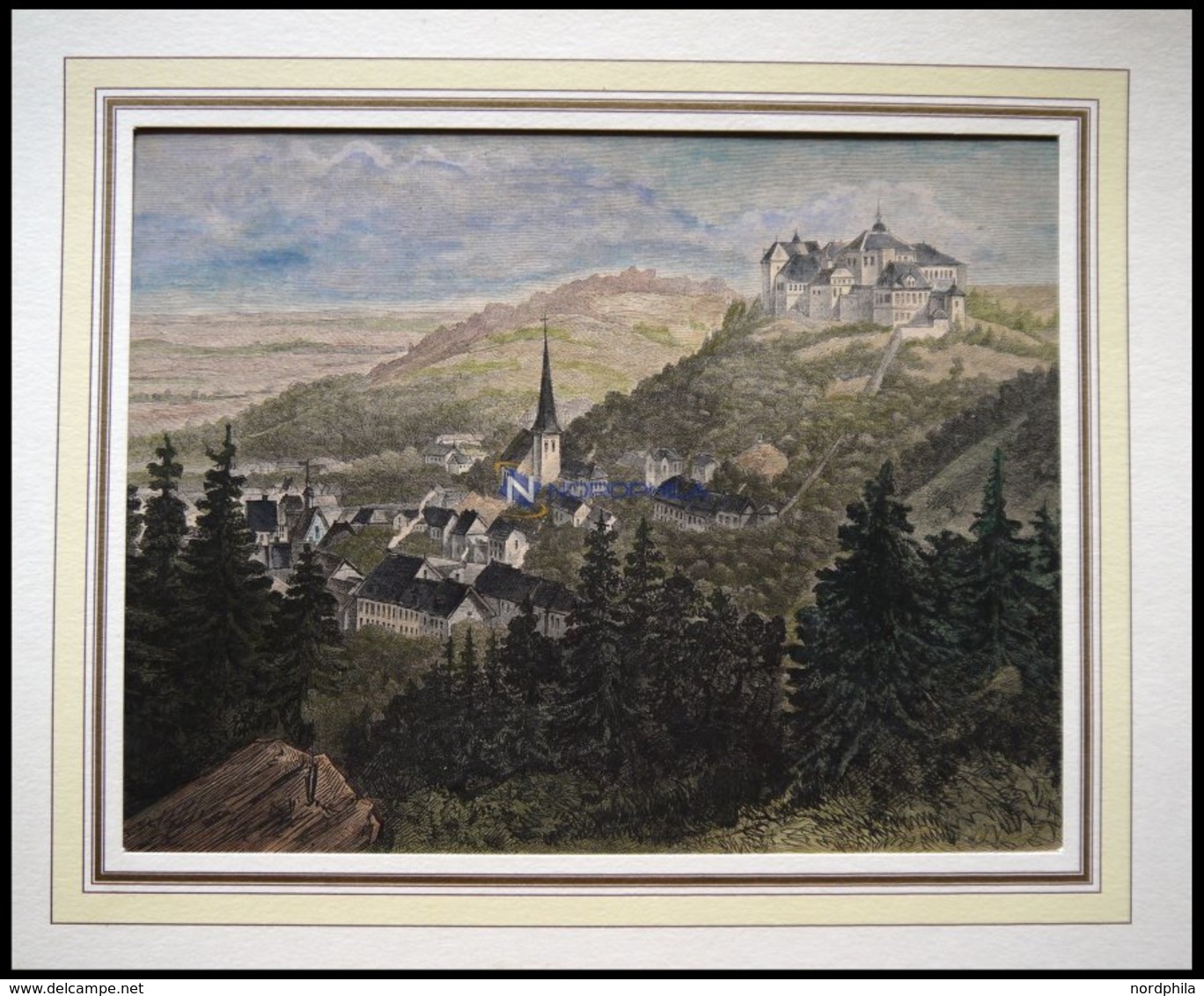 BLANKENBURG: Schloß Und Stadt, Kolorierter Holzstich Nach Probst Von 1878 - Litografia