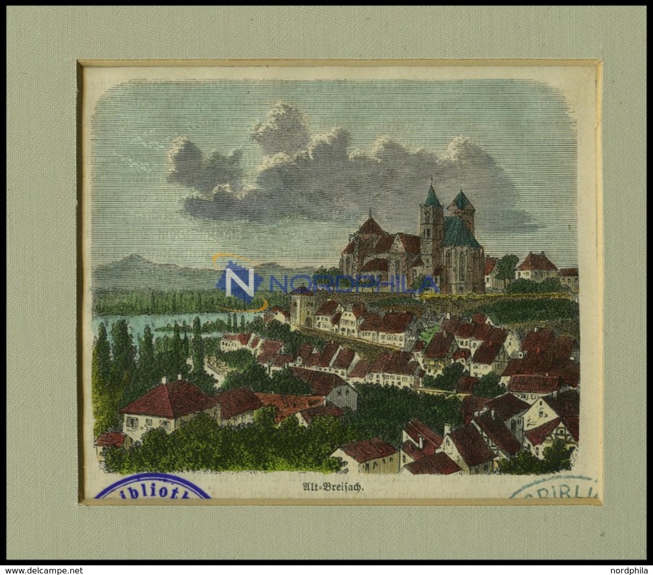 BREISACH, Gesamtansicht Alt-Breisach, Kolorierter Holzstich Aus Deutsches Land Und Volk Um 1880 - Litografia