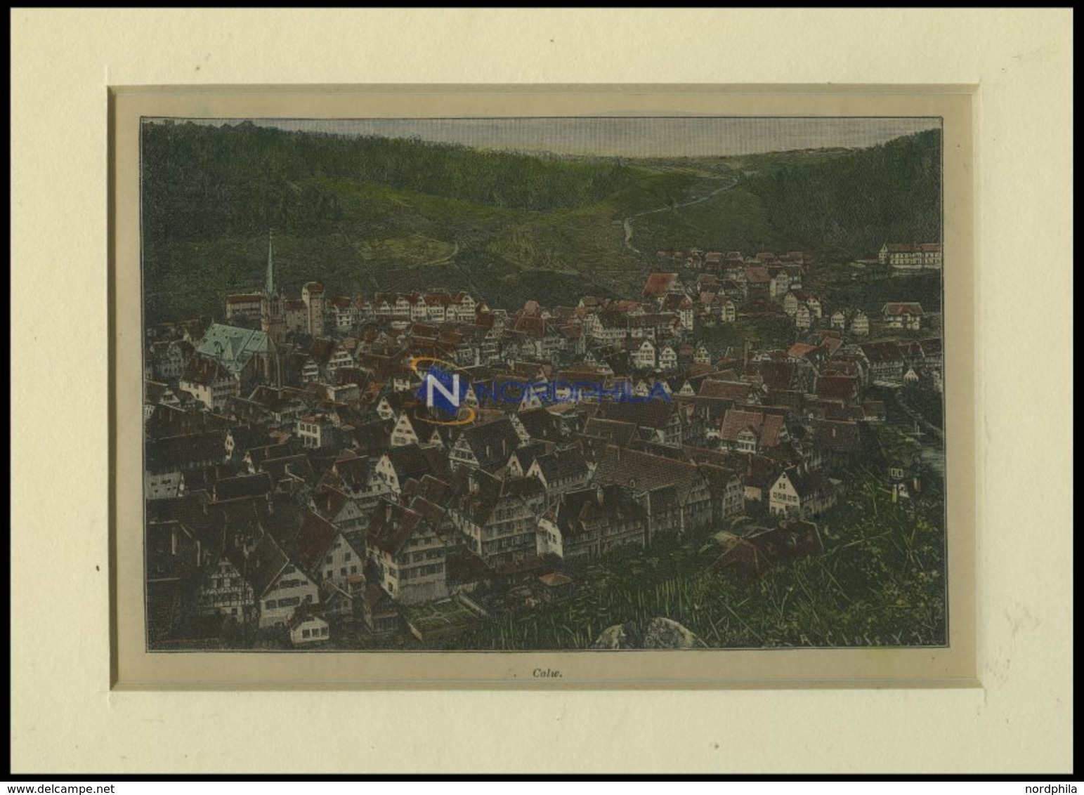 CALW, Gesamtansicht, Kolorierter Holzstich Um 1880 - Litografía