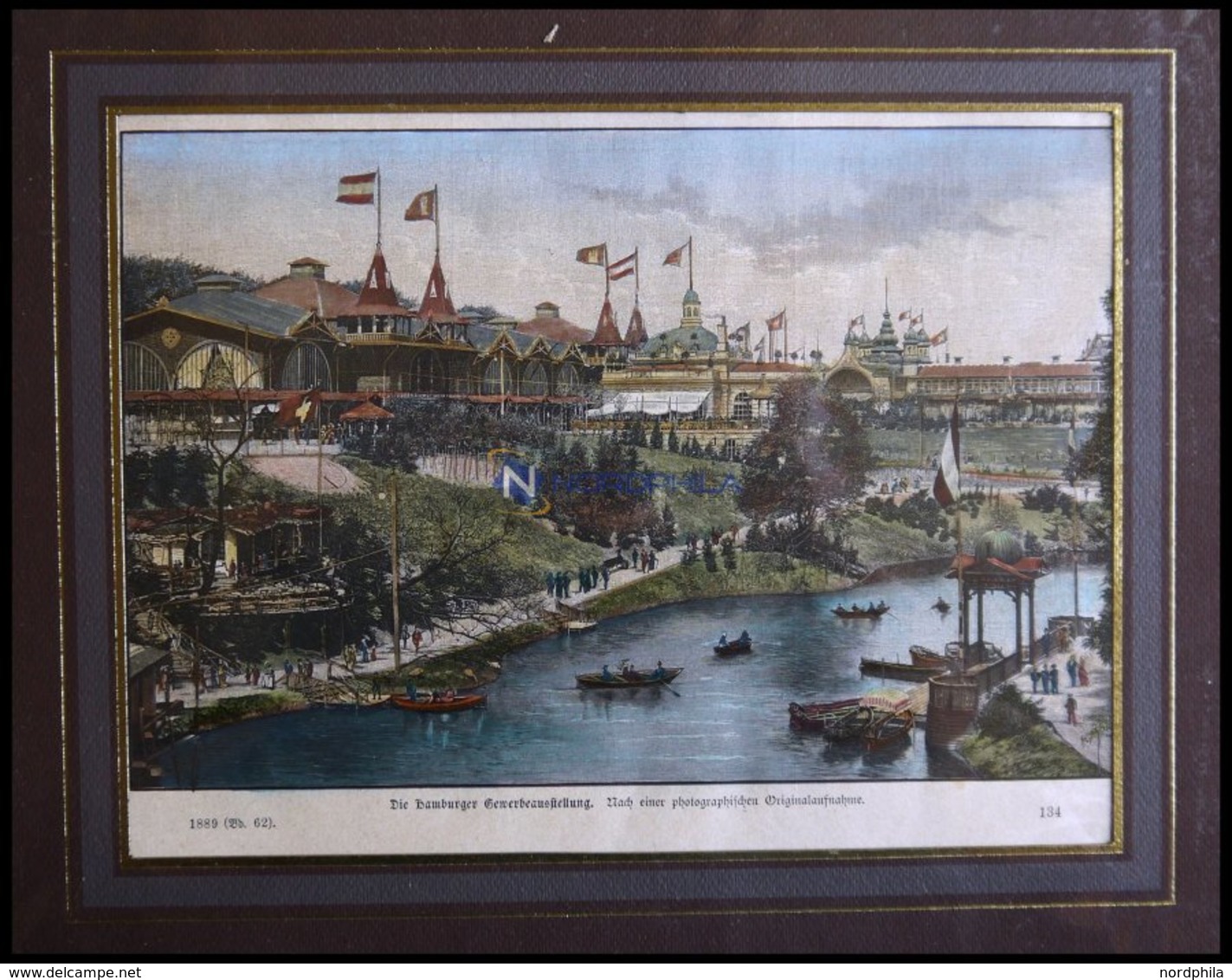 HAMBURG: Die Gewerbeausstellung, Kolorierter Holzstich Aus über Land Und Meer Um 1880 - Litografia