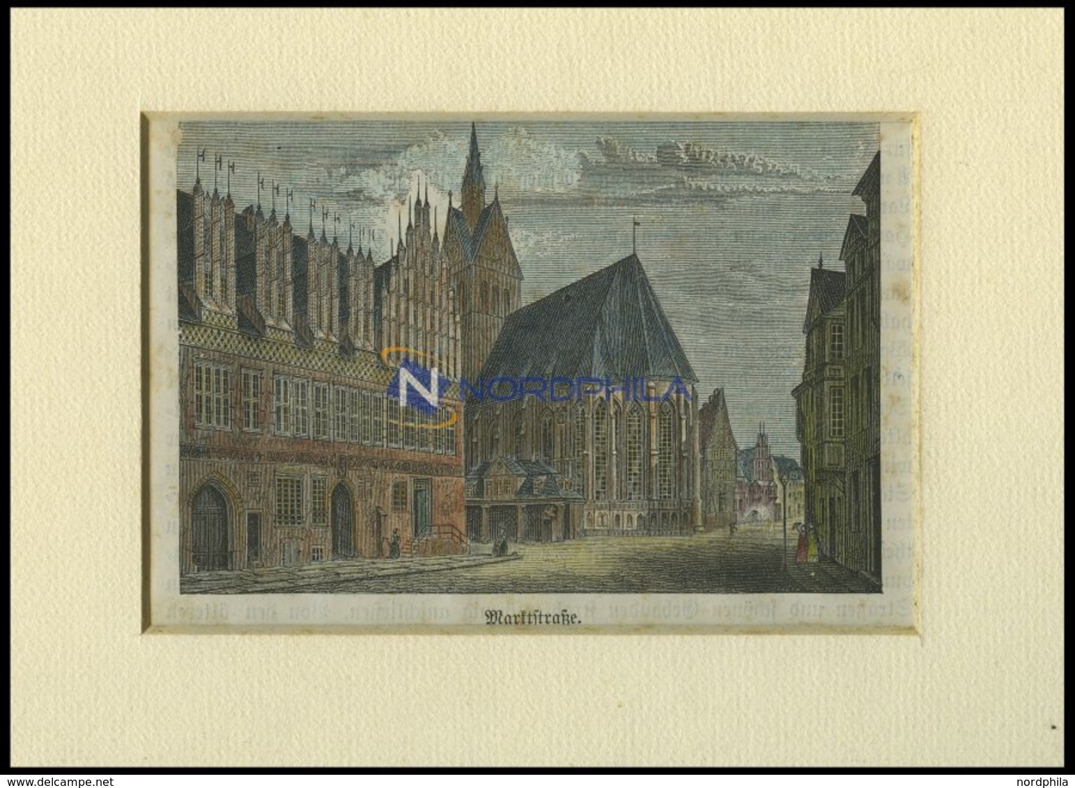 HANNOVER: Die Marktstraße, Kolorierter Holzstich Um 1880 - Lithographien