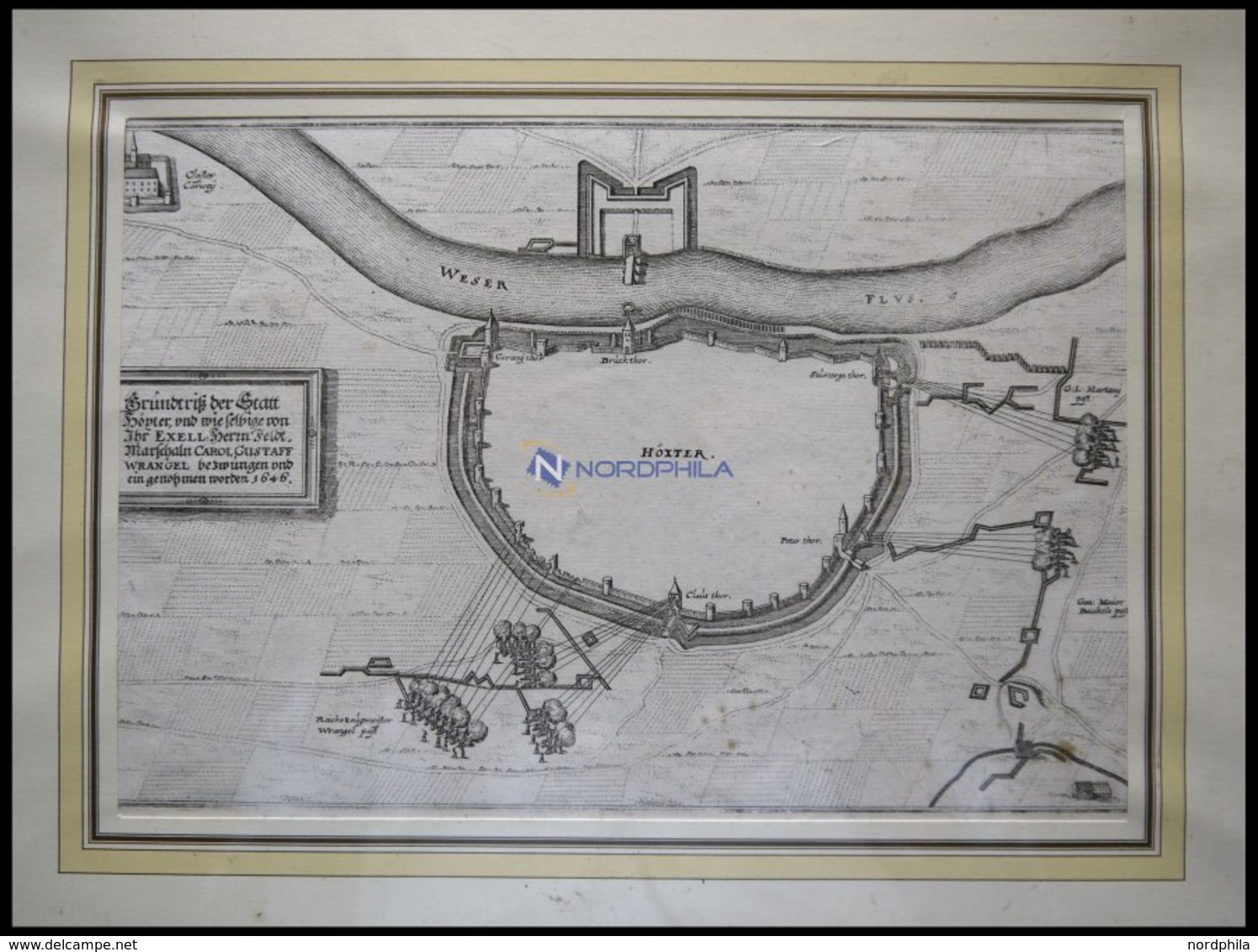 HÖXTER, Grundrißplan, Kupferstich Von Merian Um 1645 - Litografía