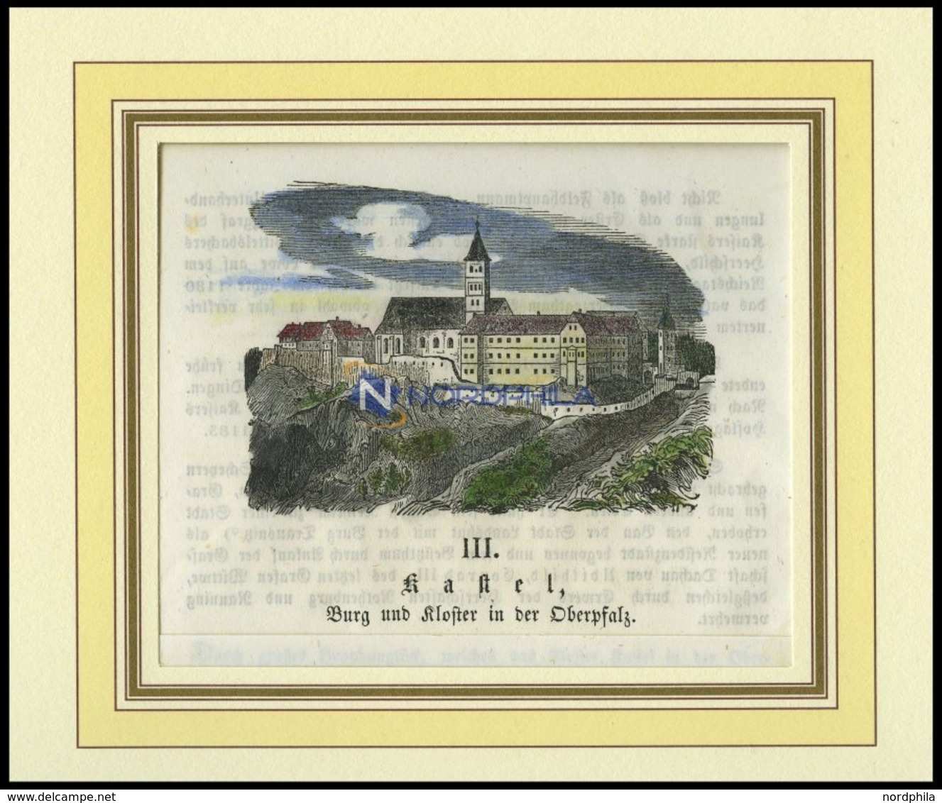 KASTEL/OBERPFALZ: Das Kloster, Kolorierter Holzstich A.d. Sulzb. Kalender Um 1870 - Lithographies