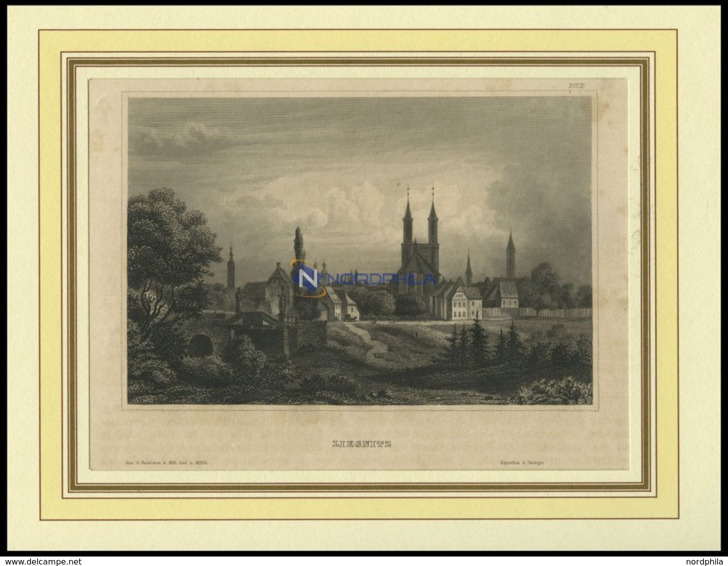 LIEGNITZ, Gesamtansicht, Stahlstich Von B.I. Um 1840 - Lithographies