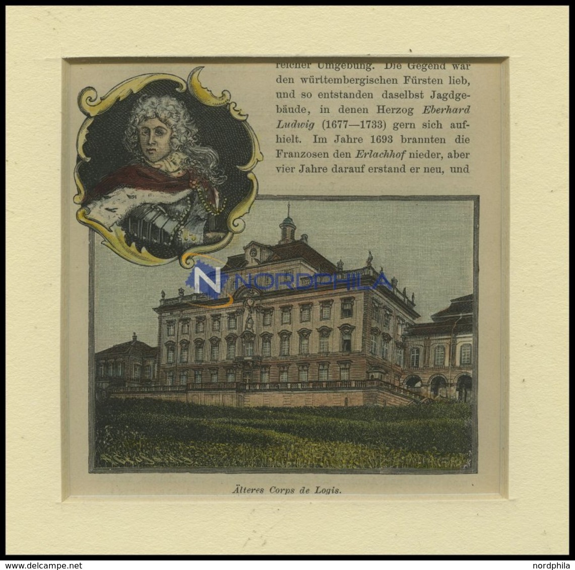 LUDWIGSBURG: Älteres Corps De Logis, Kolorierter Holzstich Um 1880 - Litografía