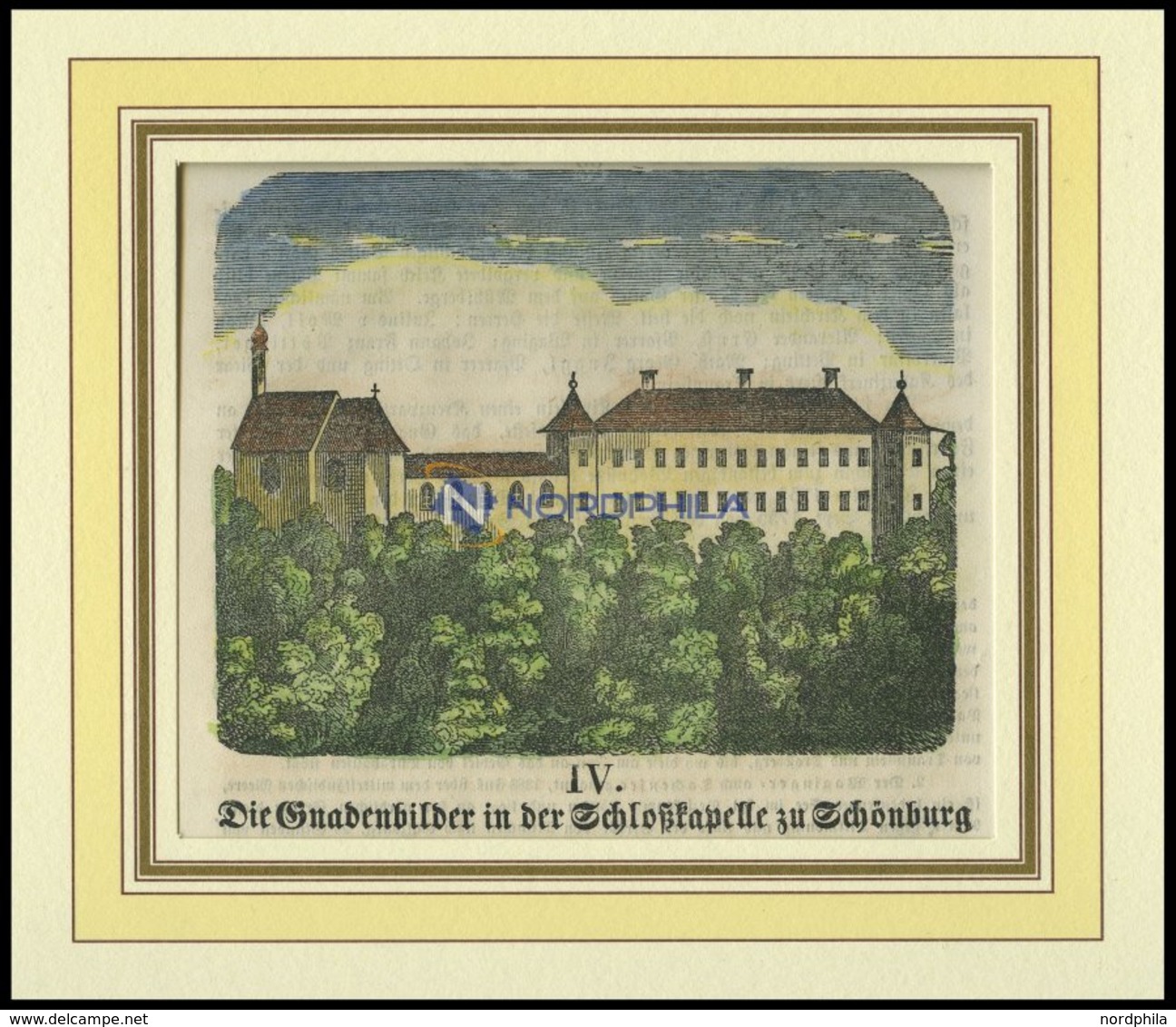 SCHÖNBURG/NIEDERBAYERN: Die Schloßkapelle,kolorierter Holzstich A.d.Sulzb. Kalender Von 1868 - Litografía