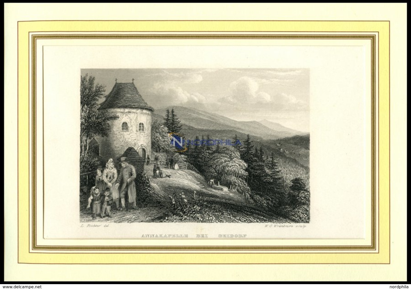 Bei SEIDORF: Die Annakapelle, Stahlstich Von Richter/Wrankmore Um 1840 - Litografía