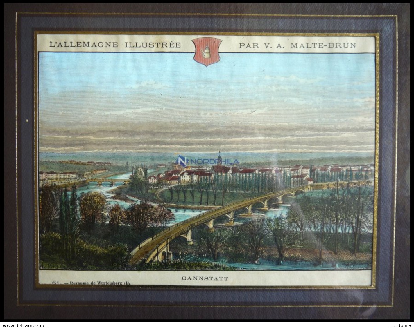 STUTTGART-BAD CANNSTATT, Gesamtansicht, Kolorierter Holzstich Von Clerget Um 1880 - Litografia