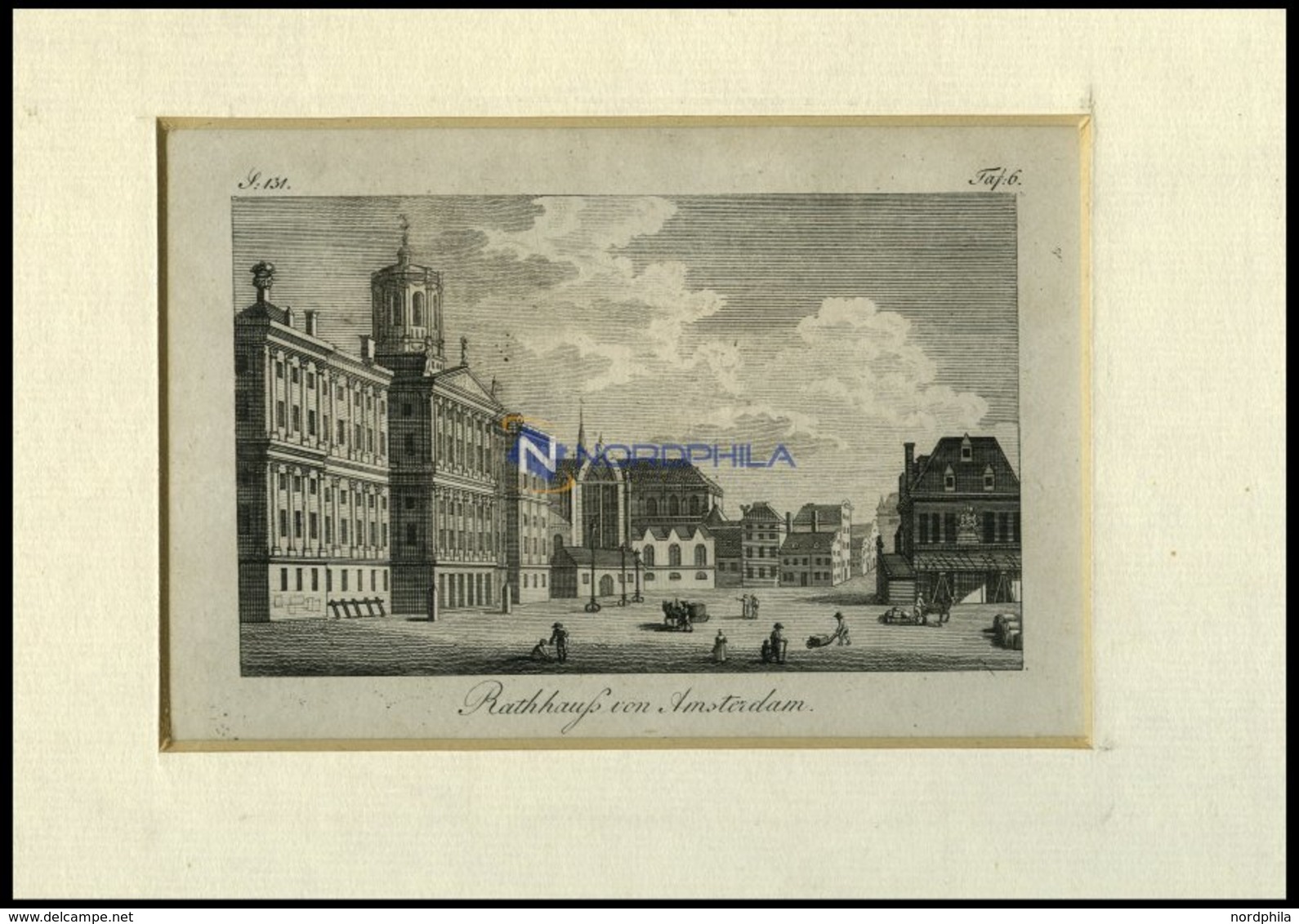 AMSTERDAM: Das Rathaus, Kupferstich Um 1800 - Litografía