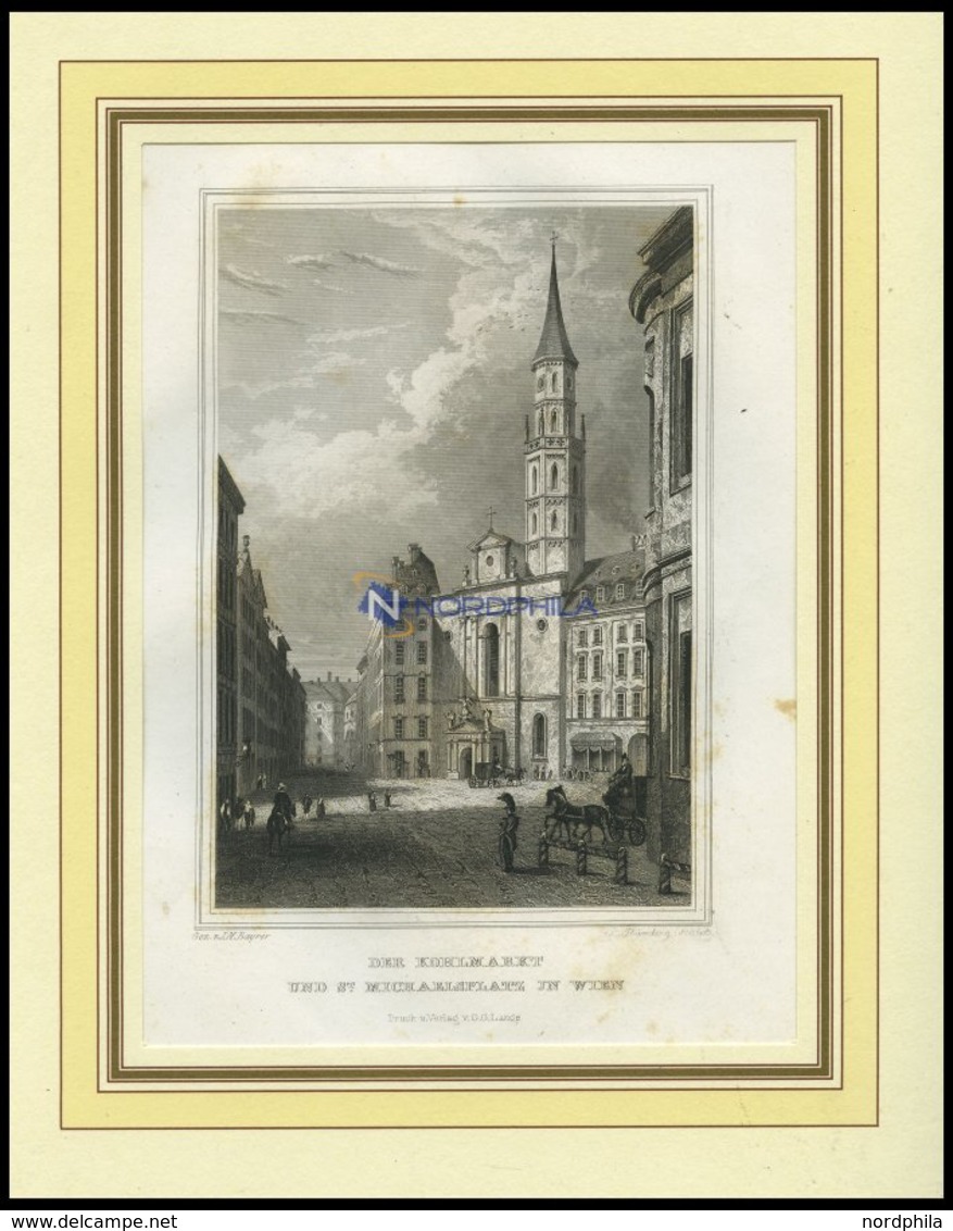 WIEN: Der Kohlmarkt Und St. Michaelsplatz, Stahlstich Von Bayrer/Thümling 1840 - Lithographies