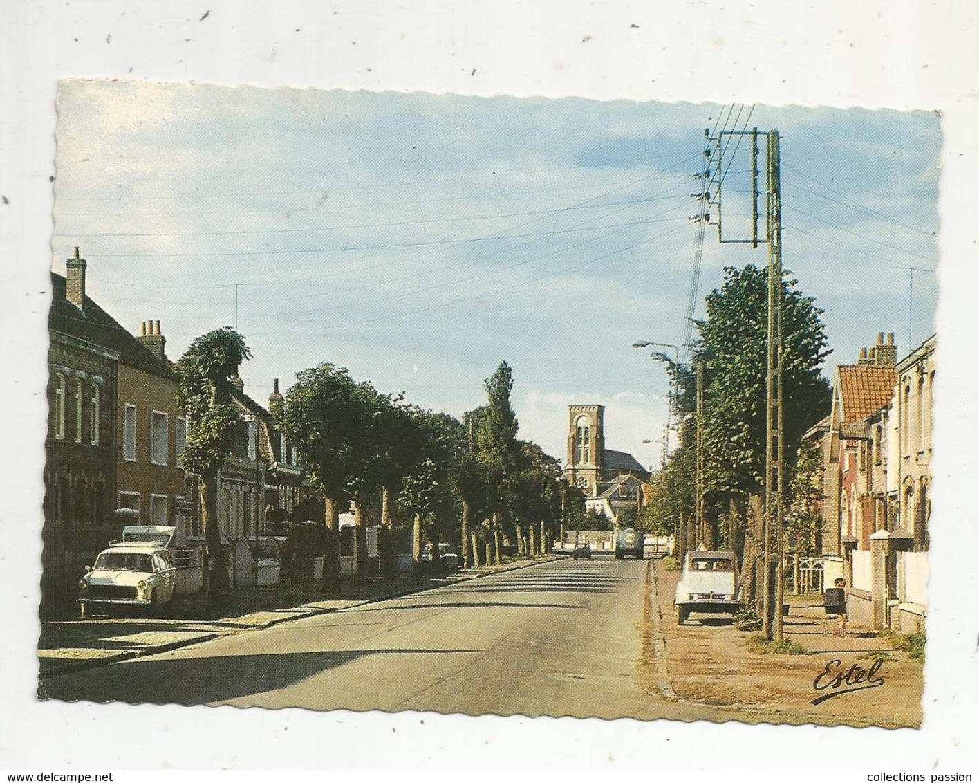 Cp, Automobiles ,CITROEN  2 CV , PEUGEOT 404 ,  59 , LOON-PLAGE, Rue Nationale,  Voyagée1975 - Turismo