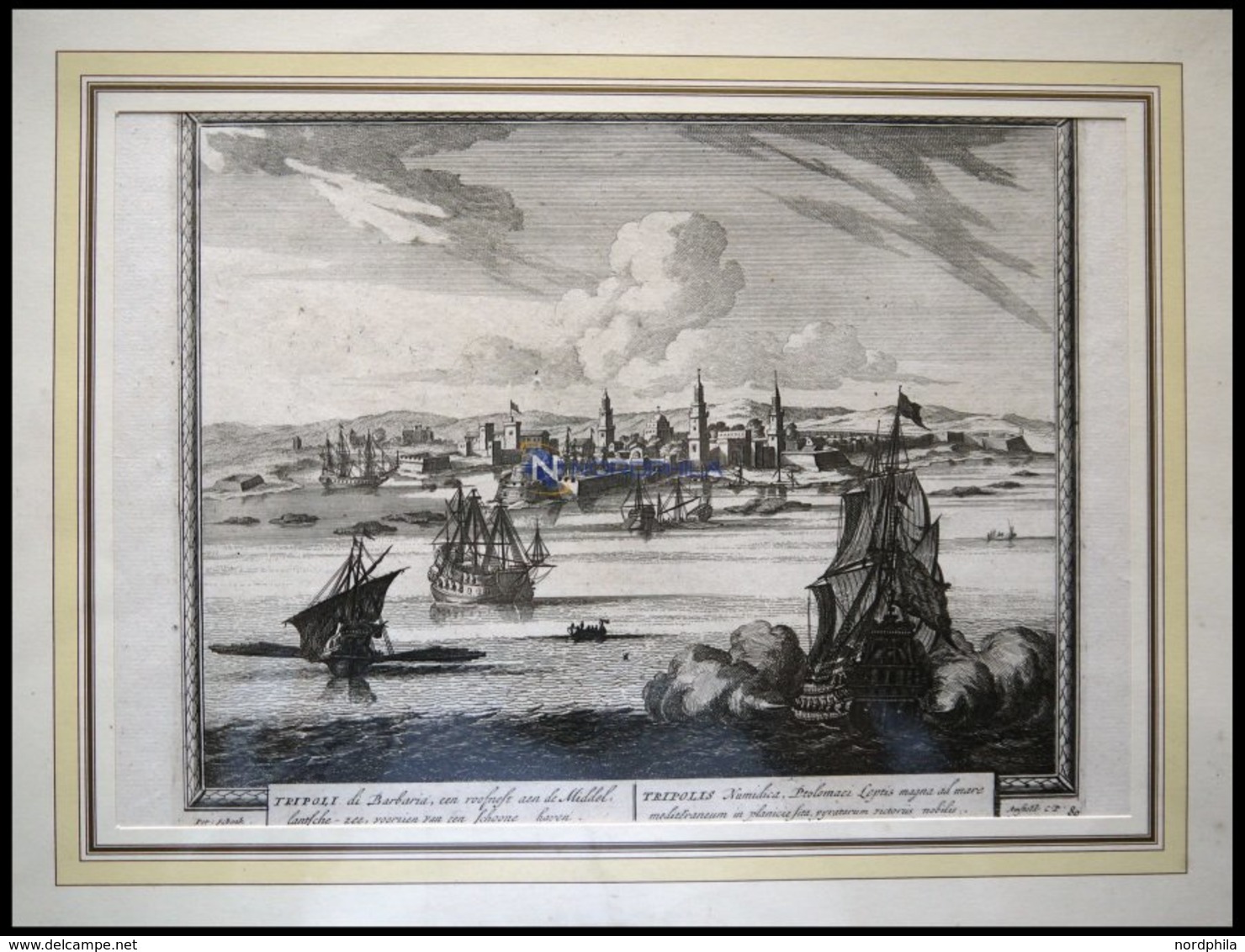 LIBYEN: Tripolis, Gesamtansicht Mit Schiffen Im Vordergrund, Kupferstich Von Schenk Um 1702 - Lithographies