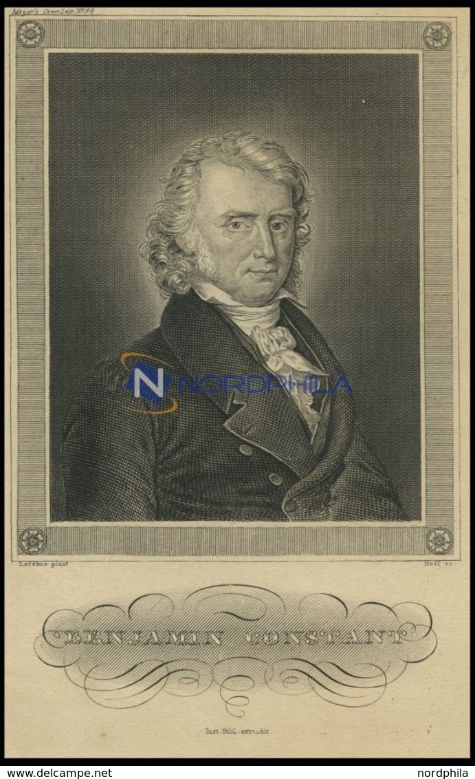 Benjamin Constant, Französisch-schweizerischer Schriftsteller, Politiker Und Staatstheoretiker, Stahlstich Von B.I. Um 1 - Lithographien