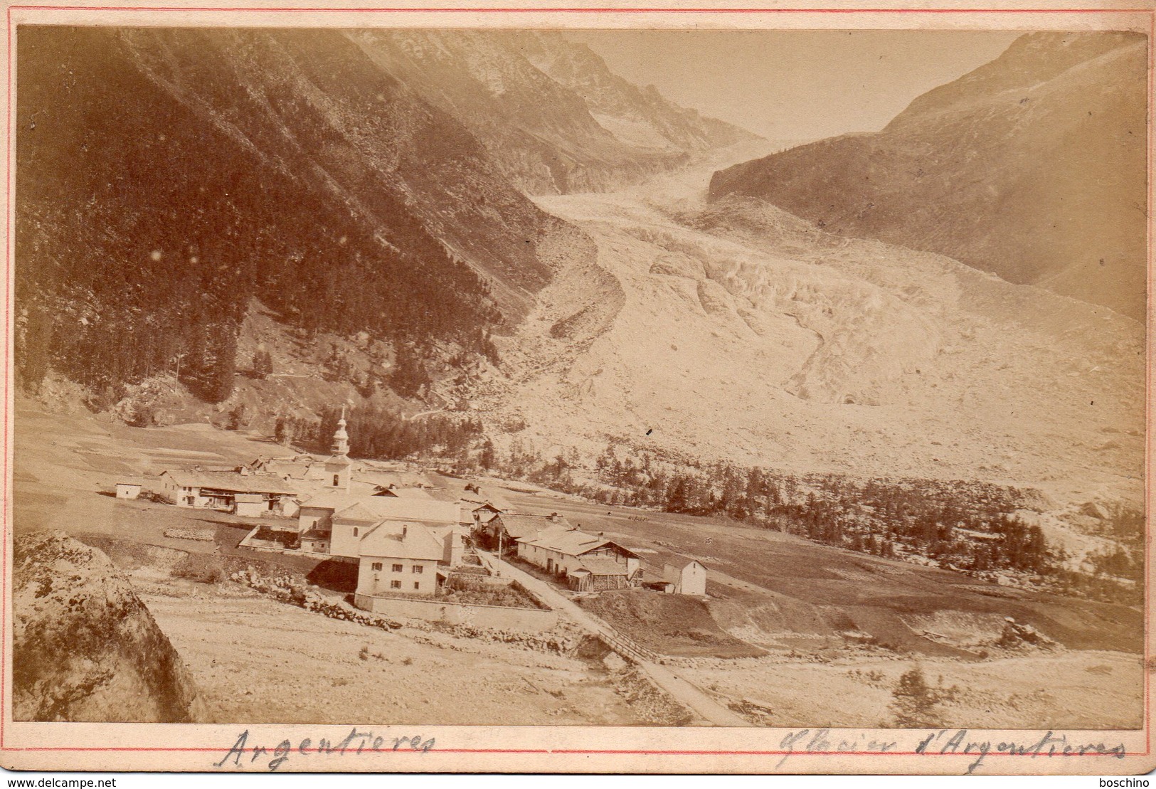 Photo Ancienne Sur Carton - Argentières , Le Glacier ( Dim 16x10 Cm) - Anciennes (Av. 1900)