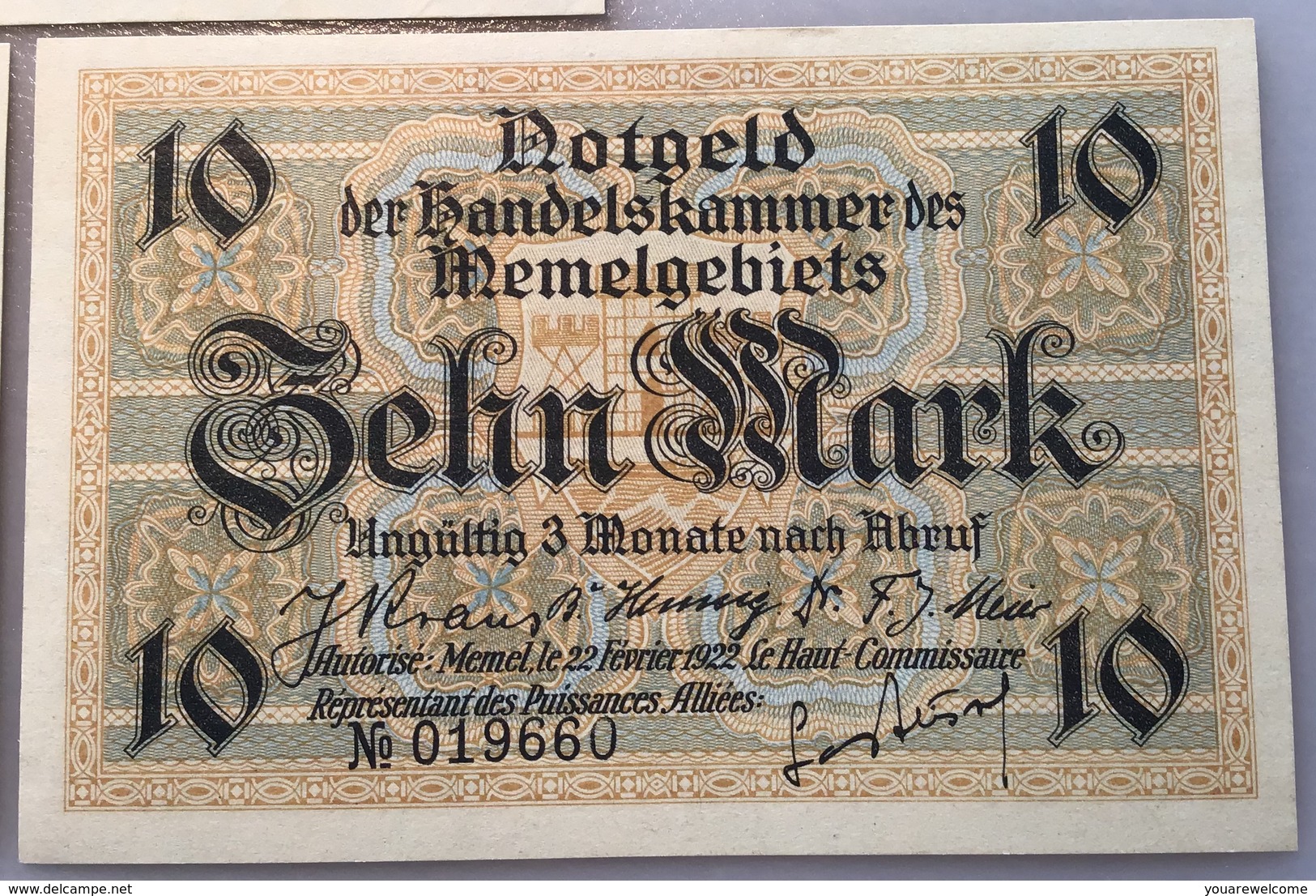 Memel 1922 Ro.846a-850a UNC, Notgeld Handelskammer Memelgebiet(Russia Geldschein Banknote Billet  France Lithuania - 1. WK