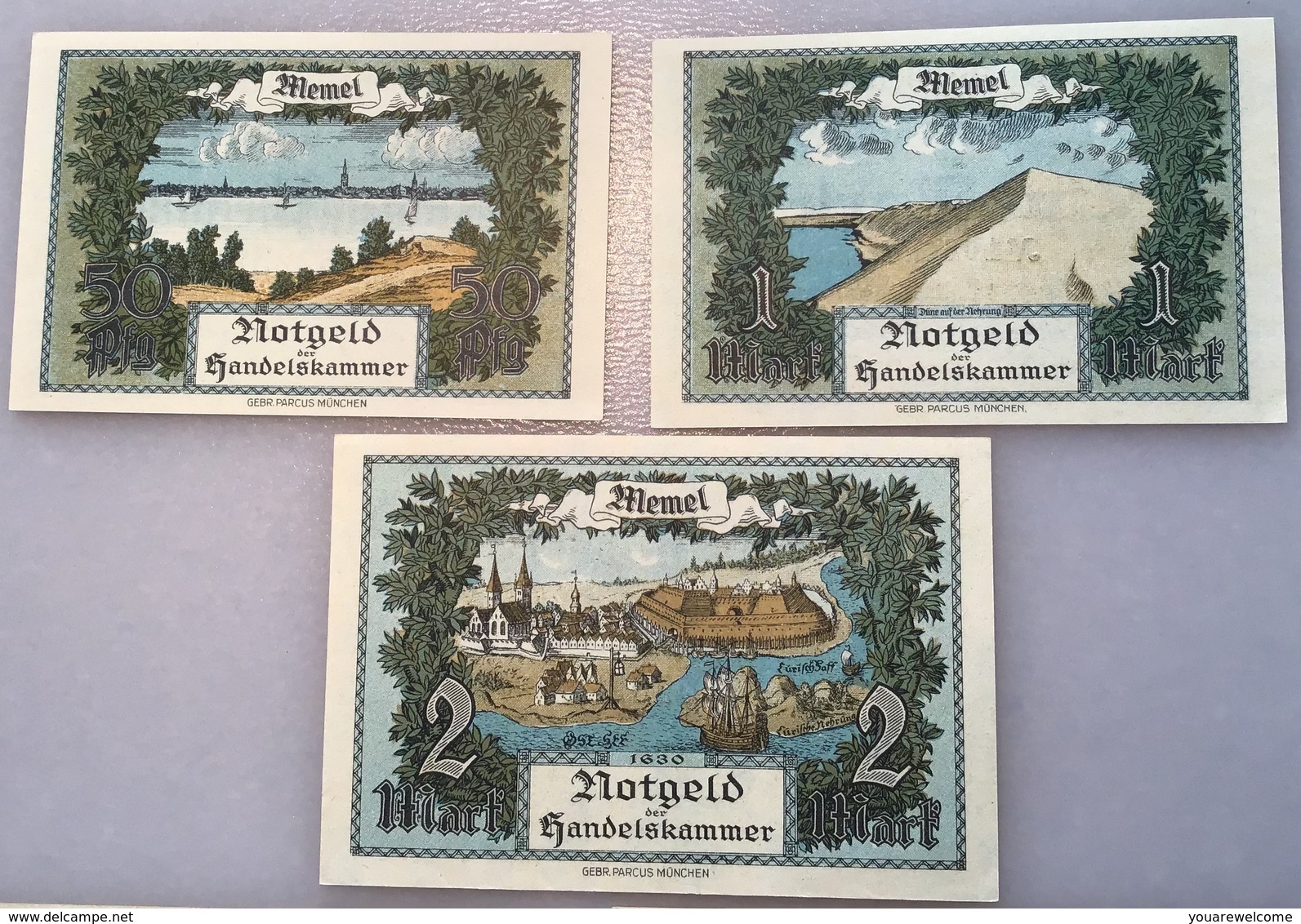 Memel 1922 Ro.846a-850a UNC, Notgeld Handelskammer Memelgebiet(Russia Geldschein banknote billet  France Lithuania