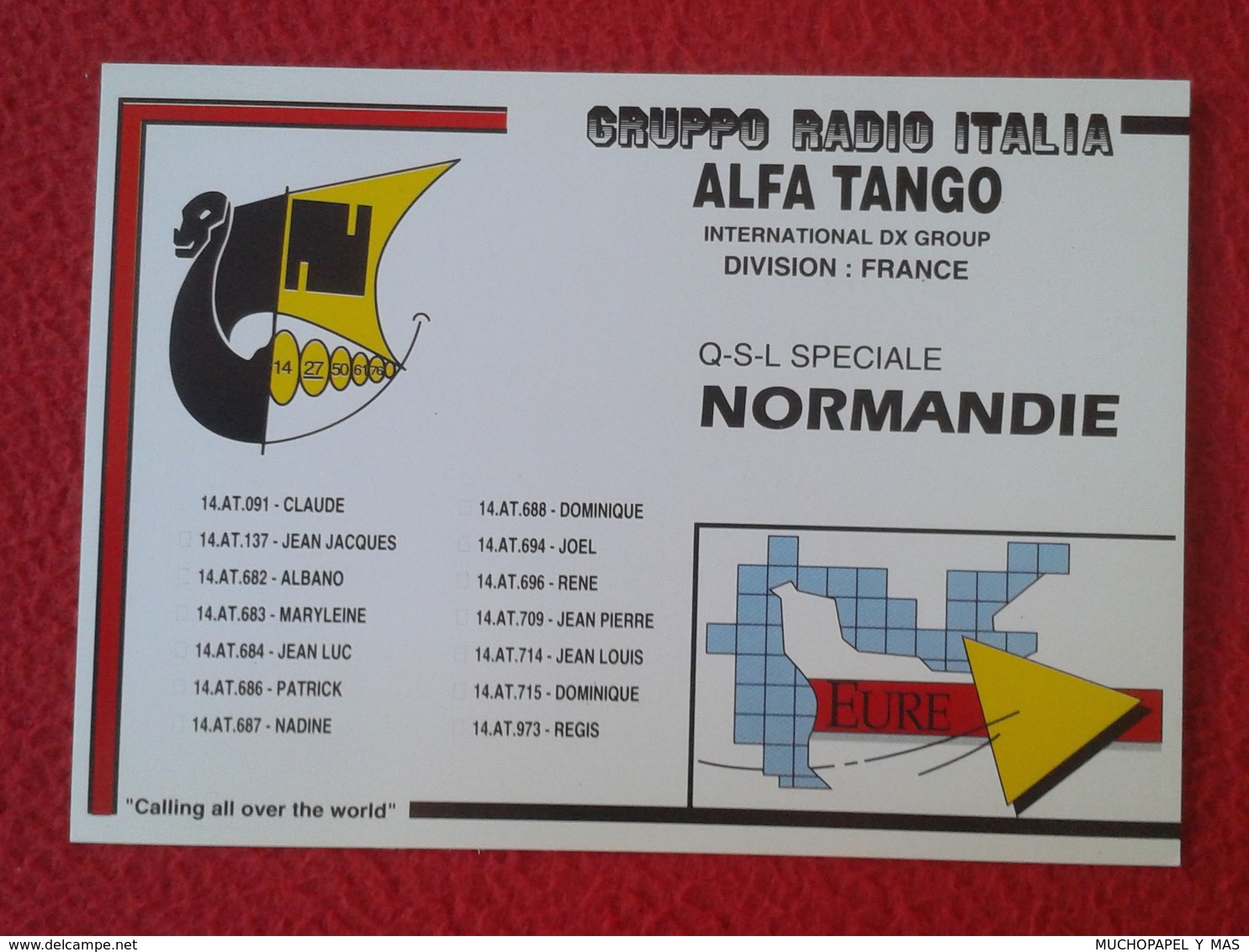 POSTAL TYPE POST CARD QSL RADIOAFICIONADOS RADIO AMATEUR GRUPPO ALFA TANGO ITALIA FRANCIA FRANCE NORMANDIA NORMANDIE VER - Otros & Sin Clasificación