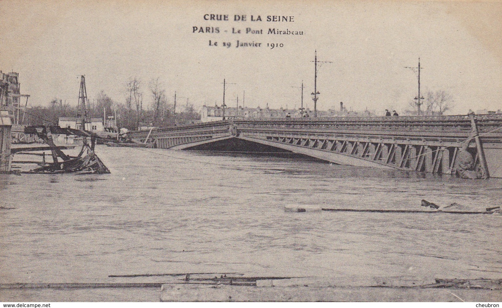 75. PARIS. INONDATIONS DE 1910.  LE PONT MIRABEAU. - Überschwemmung 1910