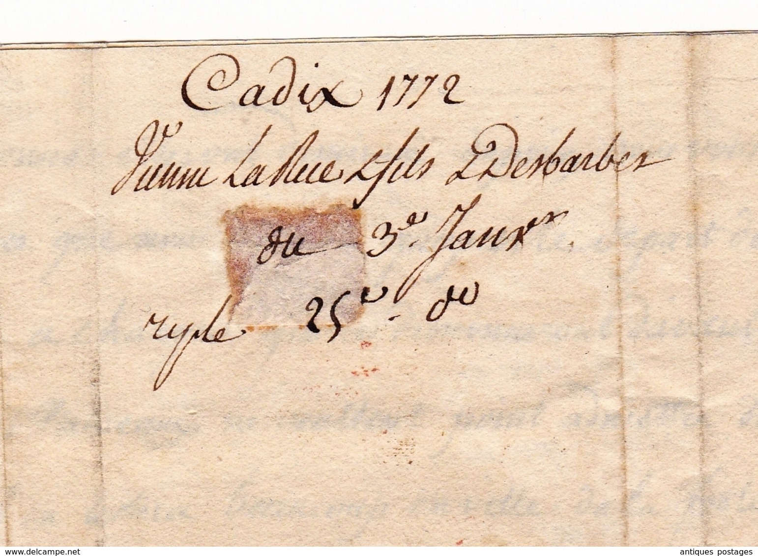 Andalucia Alta Cádiz 1772 España Países Bajos Austríacos Cadix Espagne Gand Belgique Pays Bas Autrichiens Dentelle - ...-1850 Voorfilatelie