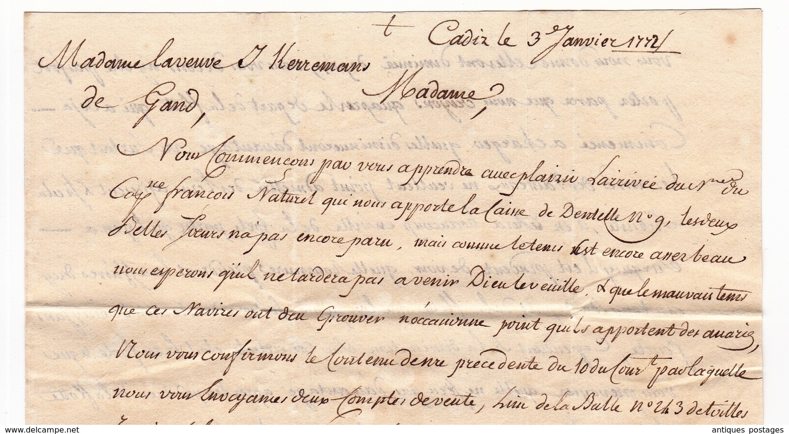 Andalucia Alta Cádiz 1772 España Países Bajos Austríacos Cadix Espagne Gand Belgique Pays Bas Autrichiens Dentelle