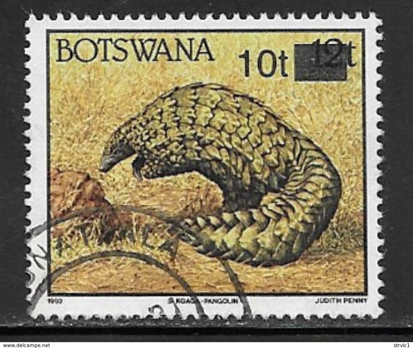 Botswana Scott # 594A Used Pangolin, Surcharged, 1994 - Botswana (1966-...)