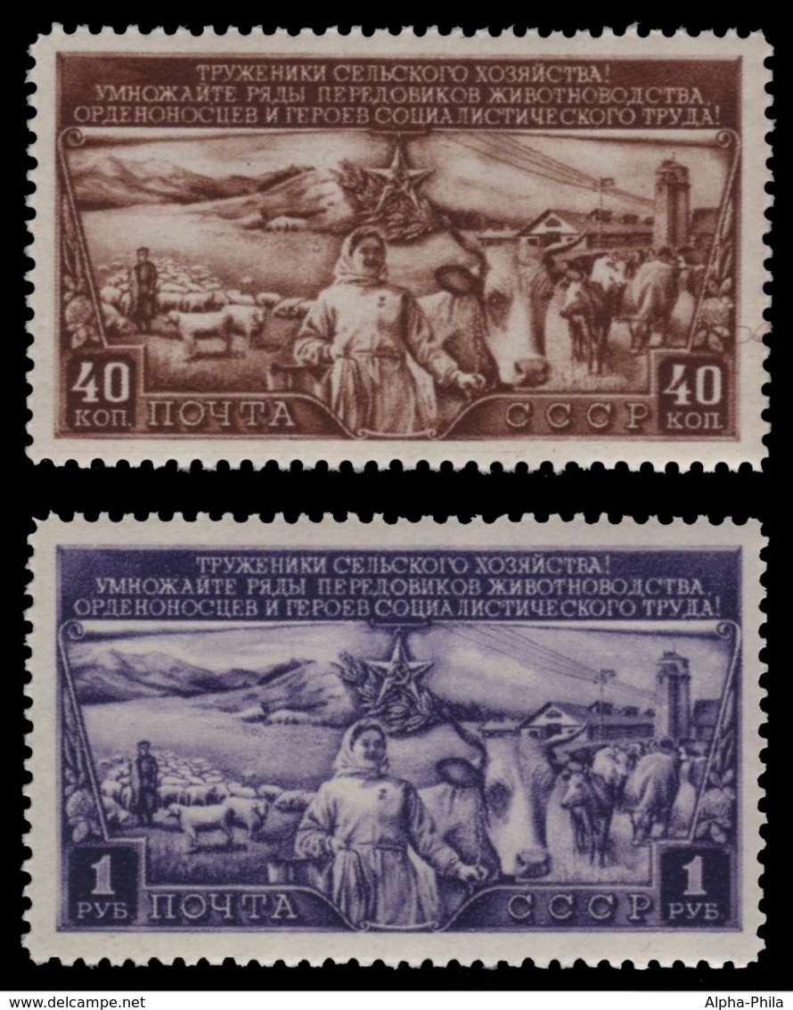 Russia / Sowjetunion 1949 - Mi-Nr. 1399-1400 ** - MNH - Viehzucht - Ungebraucht