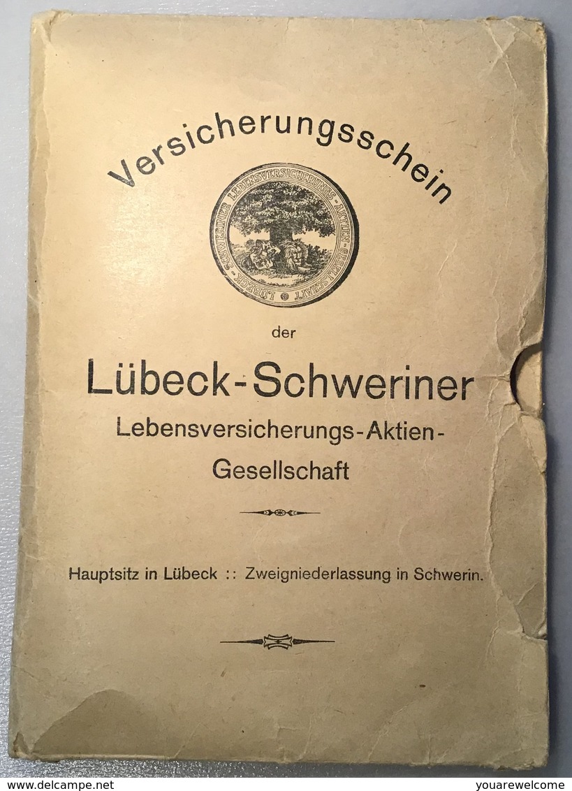 LÜBECK-SCHWERINER LEBENSVERSICHERUNGS-AKTIEN GESELLSCHAFT ~ 1922 Umschlag (vorläufer Der Allianz Versicherung - Bank & Insurance