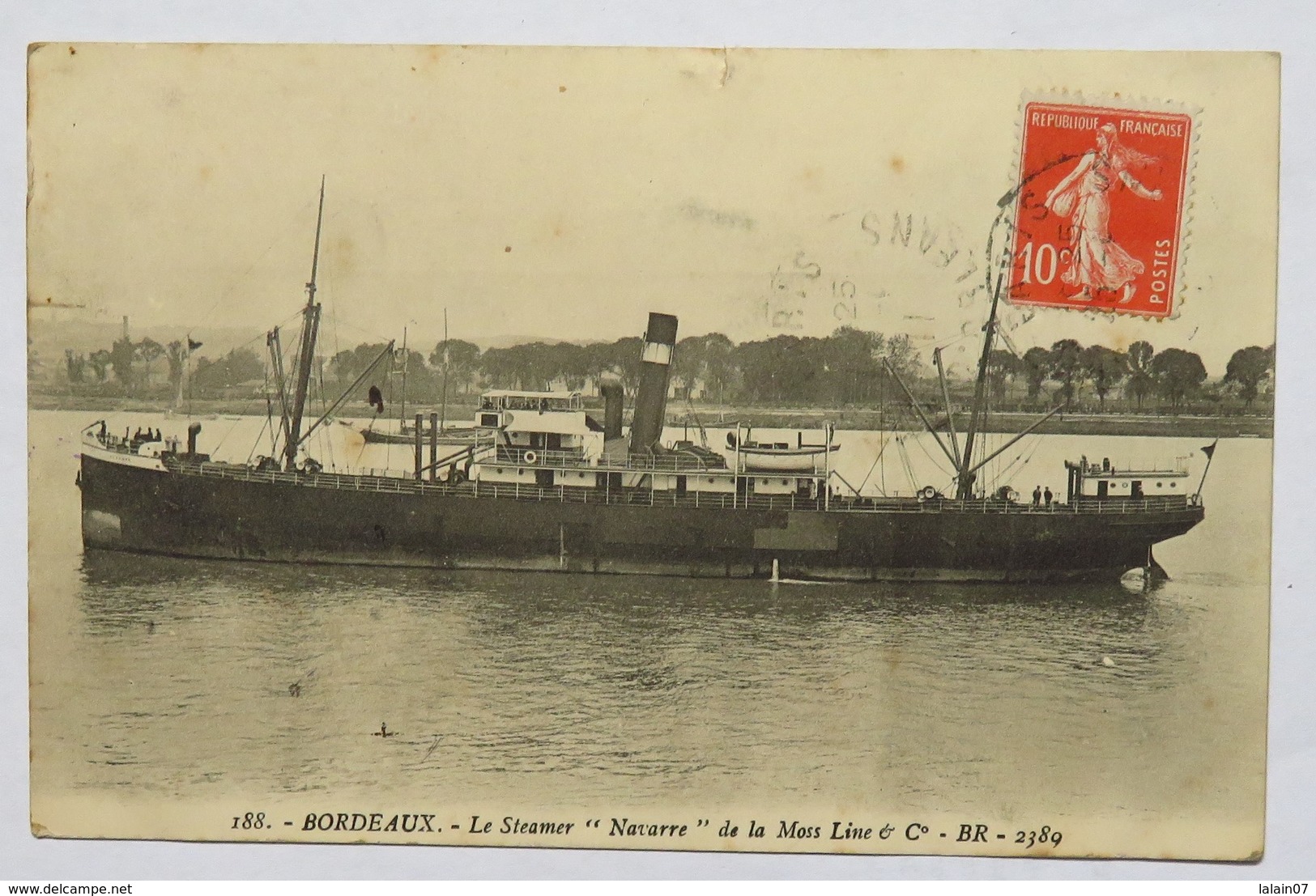 C. P. A. : 33 BORDEAUX : Le Steamer "NAVARRE" De La Moss Line & C°, Timbre En 1911 - Bordeaux