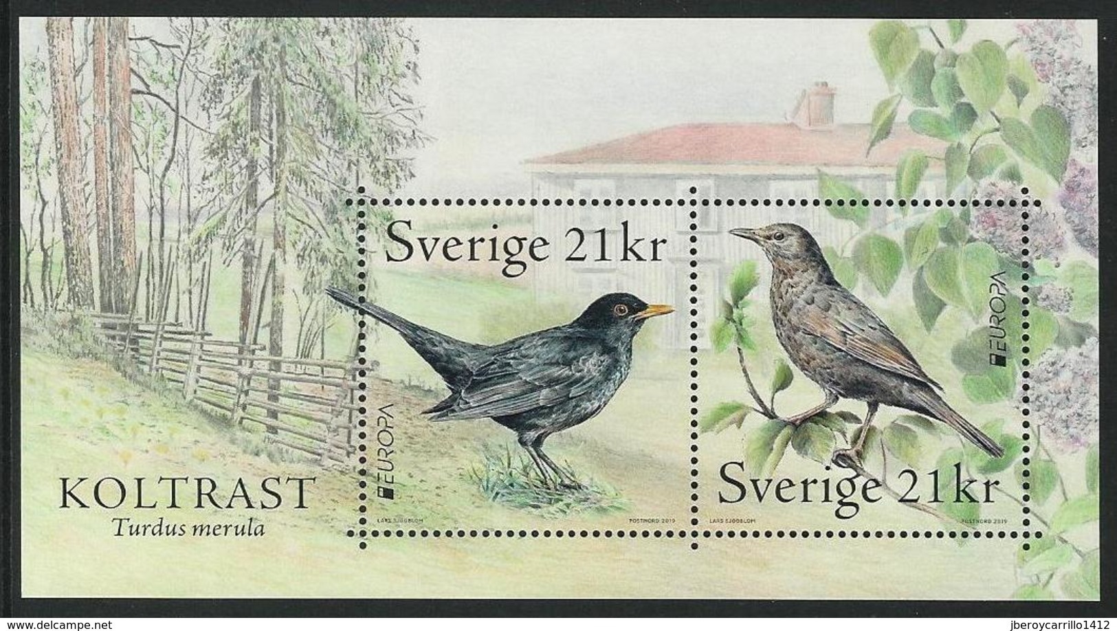 SUECIA /SWEDEN / SCHWEDEN/ SUÈDE / SWERIGE  -EUROPA 2019- NATIONAL BIRDS.-"AVES- BIRDS -VÖGEL- OISEAUX"- HOJITA BLOQUE - 2019