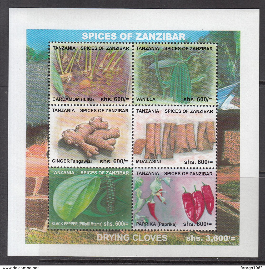 2008 Tanzania Spices Of Zanzibar Cloves Pepper Ginger Vanilla  Set Of 2 Sheets MNH - Tanzania (1964-...)