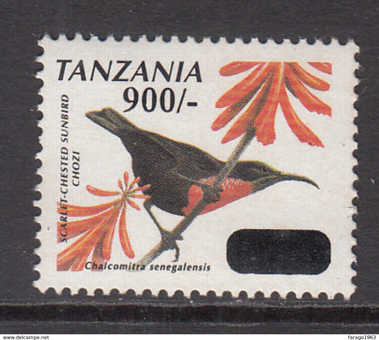 2011 Tanzania 900/- Overprint On Bird Definitives  Oiseaux  Complete Set Of 2 MNH - Tanzania (1964-...)
