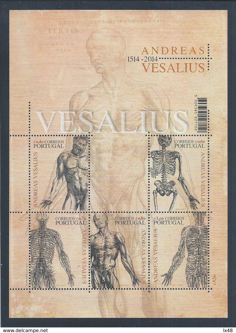 Block Andreas Vesalius. 500 Years Birth. Father Modern Anatomy. Belgian Doctor. Human Body. University Paris  Pádua. - Scrittori