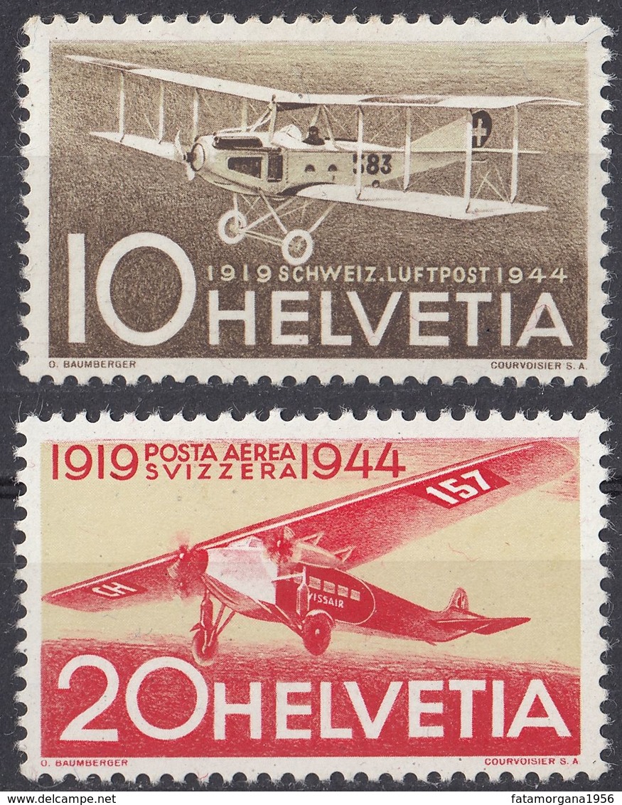 HELVETIA - SUISSE - SVIZZERA - 1944 - Lotto Di 2 Valori Nuovi MNH. Yvert Posta Aerea 36 E 37. - Nuovi