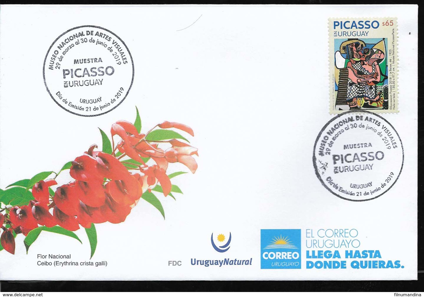 URUGUAY 2019 PABLO PICASSO PAINTING EXPO  FDC - Picasso