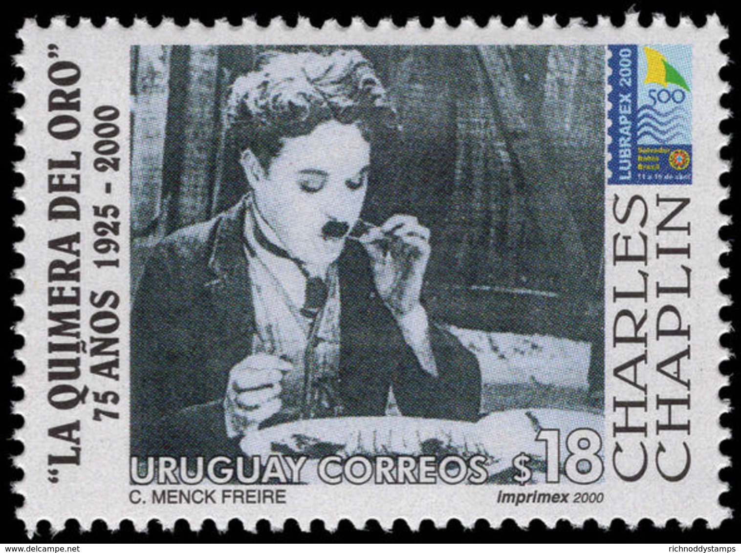 Uruguay 2000 Charlie Chaplin Unmounted Mint. - Uruguay
