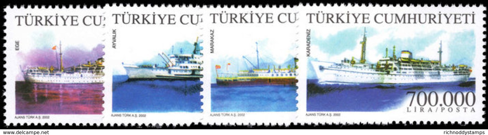 Turkey 2002 Merchant Ships Unmounted Mint. - Unused Stamps