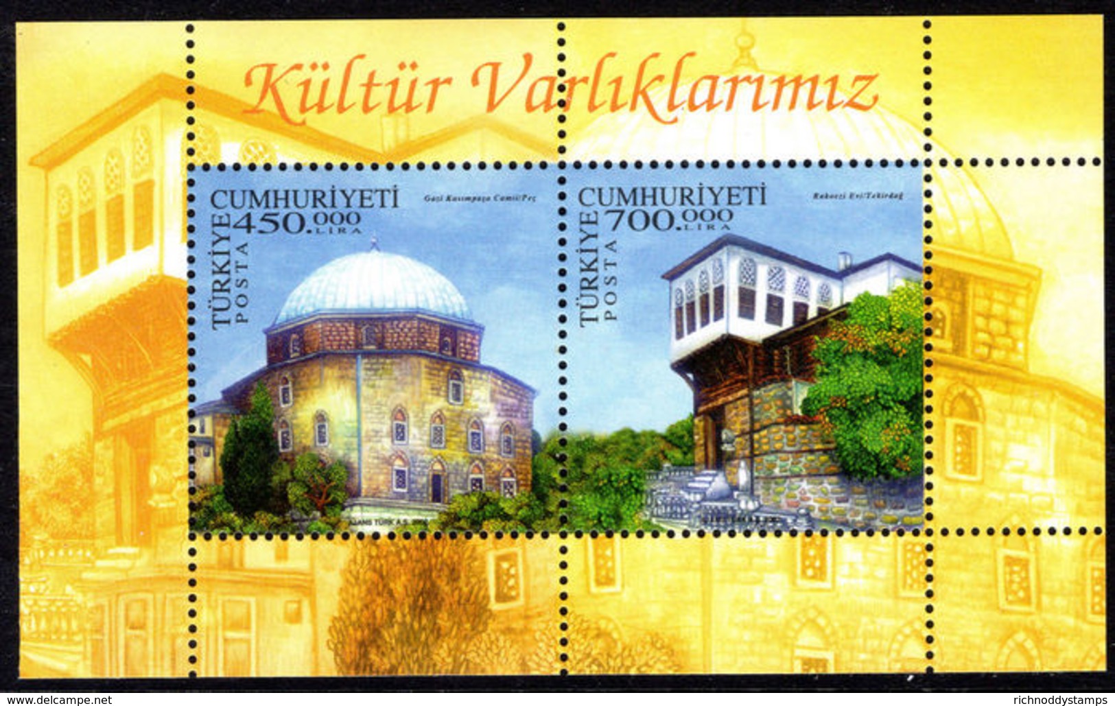 Turkey 2002 Pasha Gazi Kasim Mosque Souvenir Sheet Unmounted Mint. - Unused Stamps