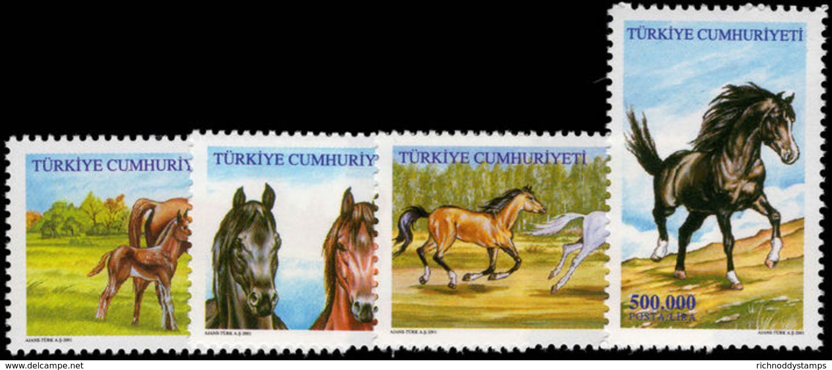 Turkey 2001 Horses Unmounted Mint. - Unused Stamps