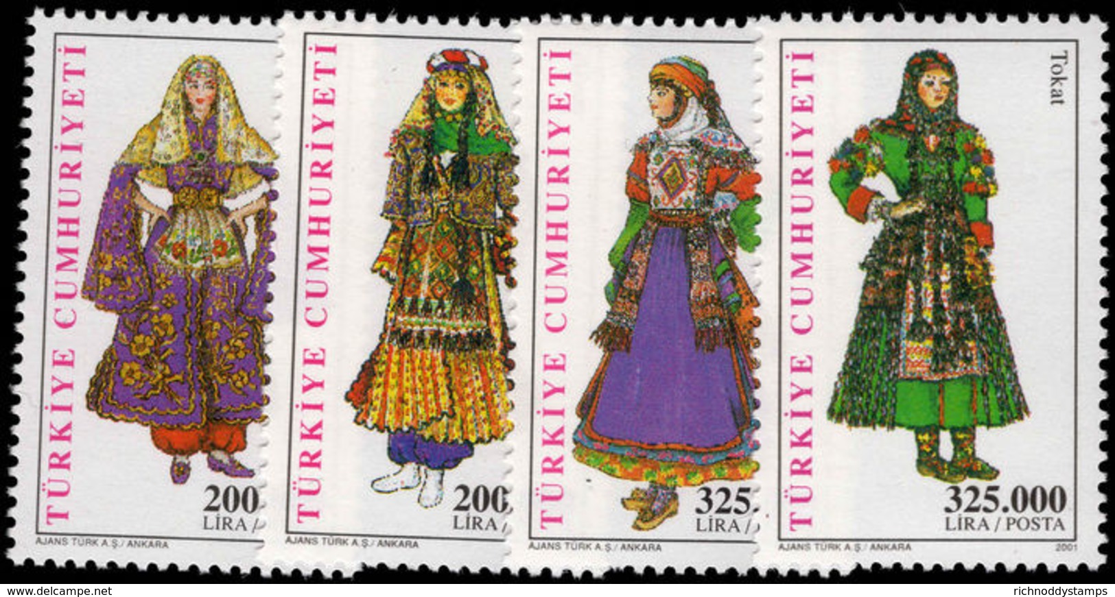 Turkey 2001 Regional Costumes Unmounted Mint. - Unused Stamps
