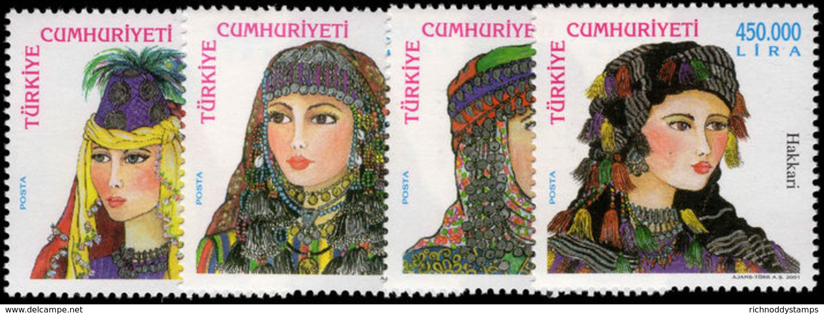 Turkey 2001 Headdresses Unmounted Mint. - Unused Stamps
