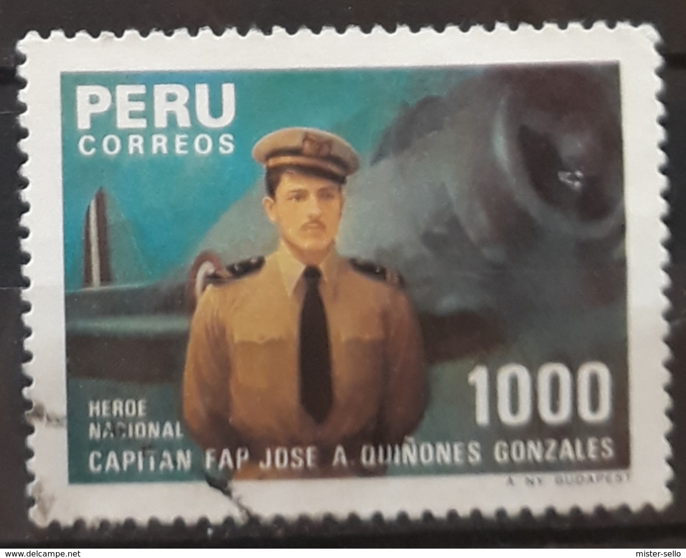 PERU 1985 The 44th Anniversary Of The Death Of Jose Abelardo Quinones Gonzales, Air Force Captain, 1914-19.USADO - USED. - Perú