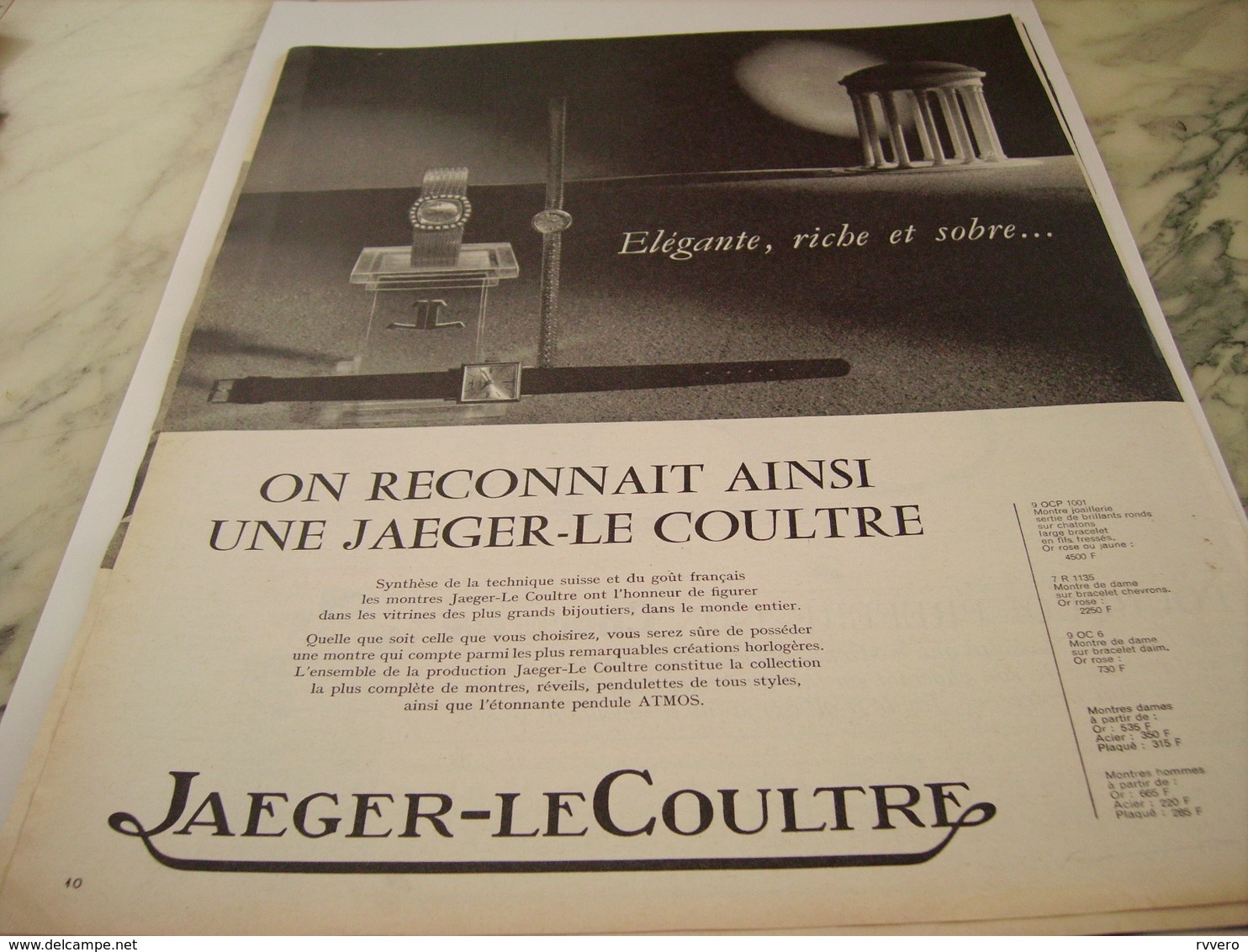 ANCIENNE PUBLICITE RICHE  MONTRE JAEGER LE COULTRE   1963 - Autres & Non Classés