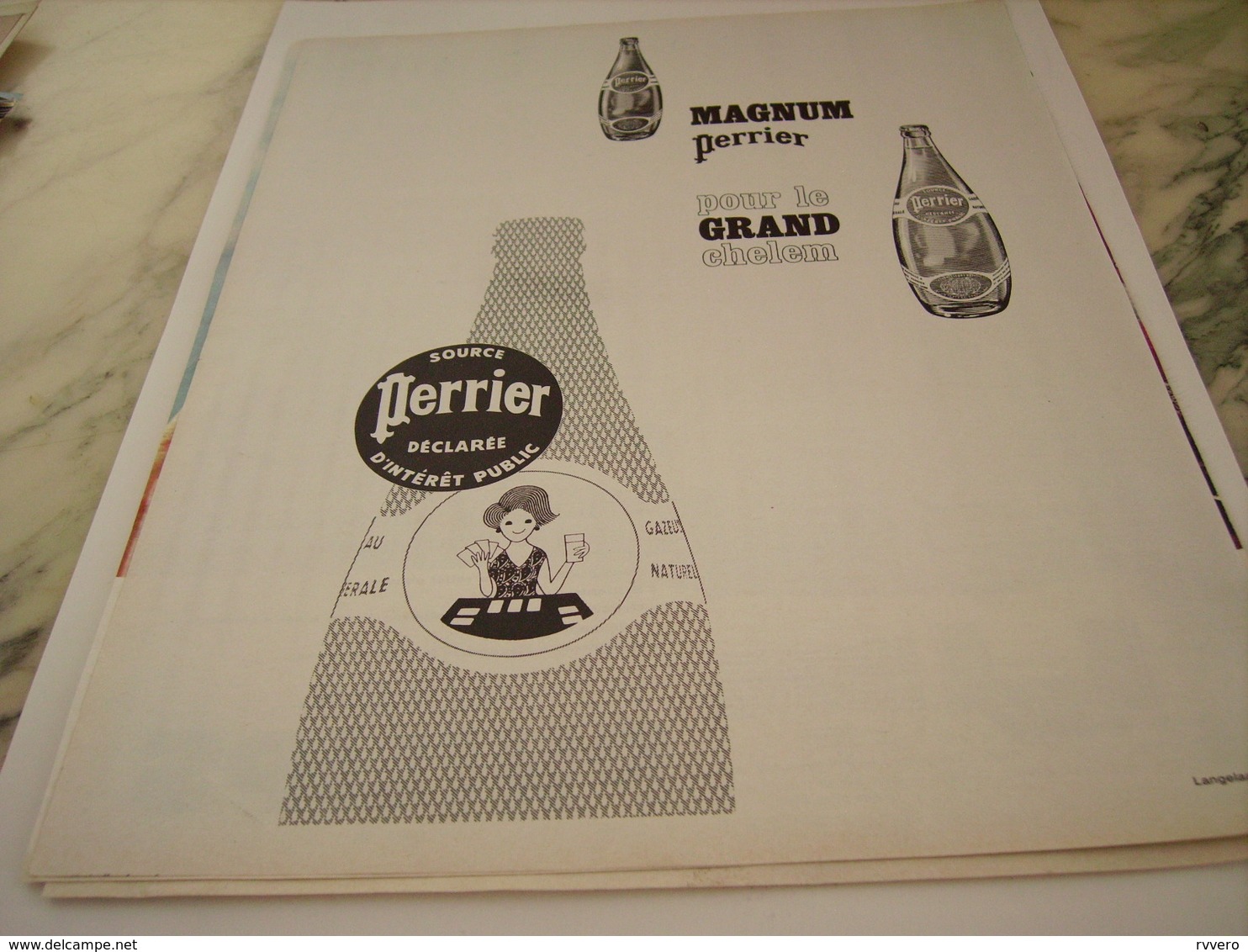 ANCIENNE PUBLICITE POUR LE CHELEM  PERRIER   1963 - Perrier