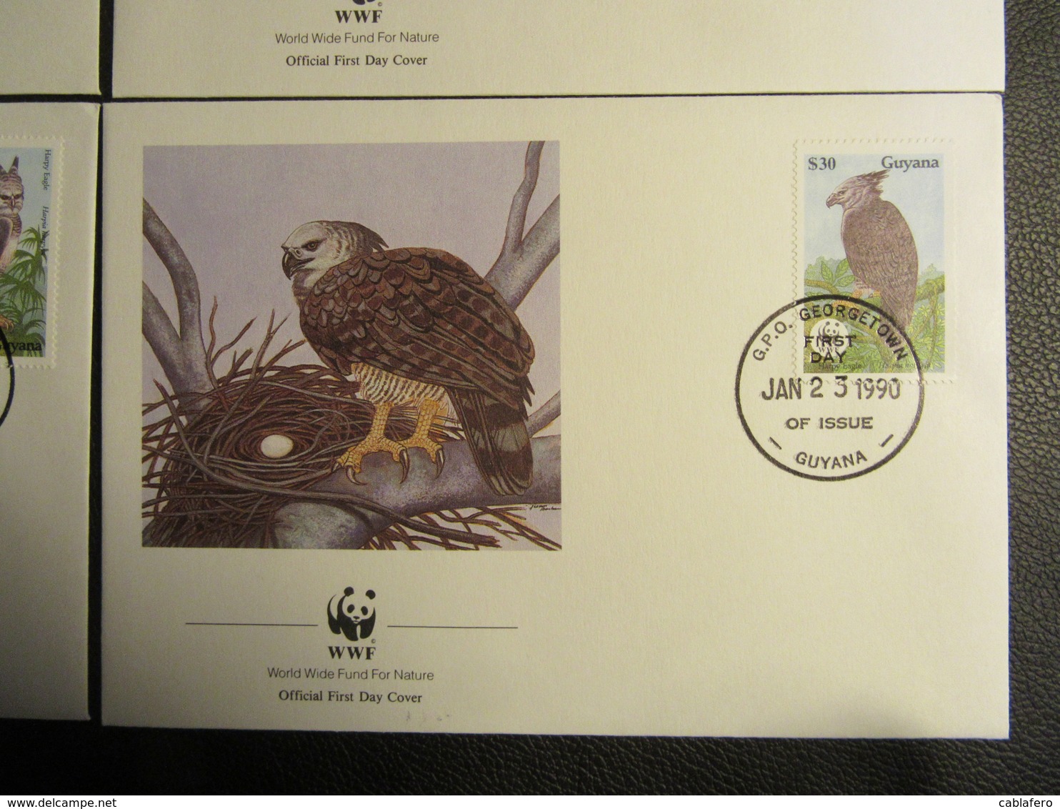 GUYANA - 1990 - WWF - PROTEZIONE DEGLI UCCELLI - 4 BUSTE FDC - Guiana (1966-...)