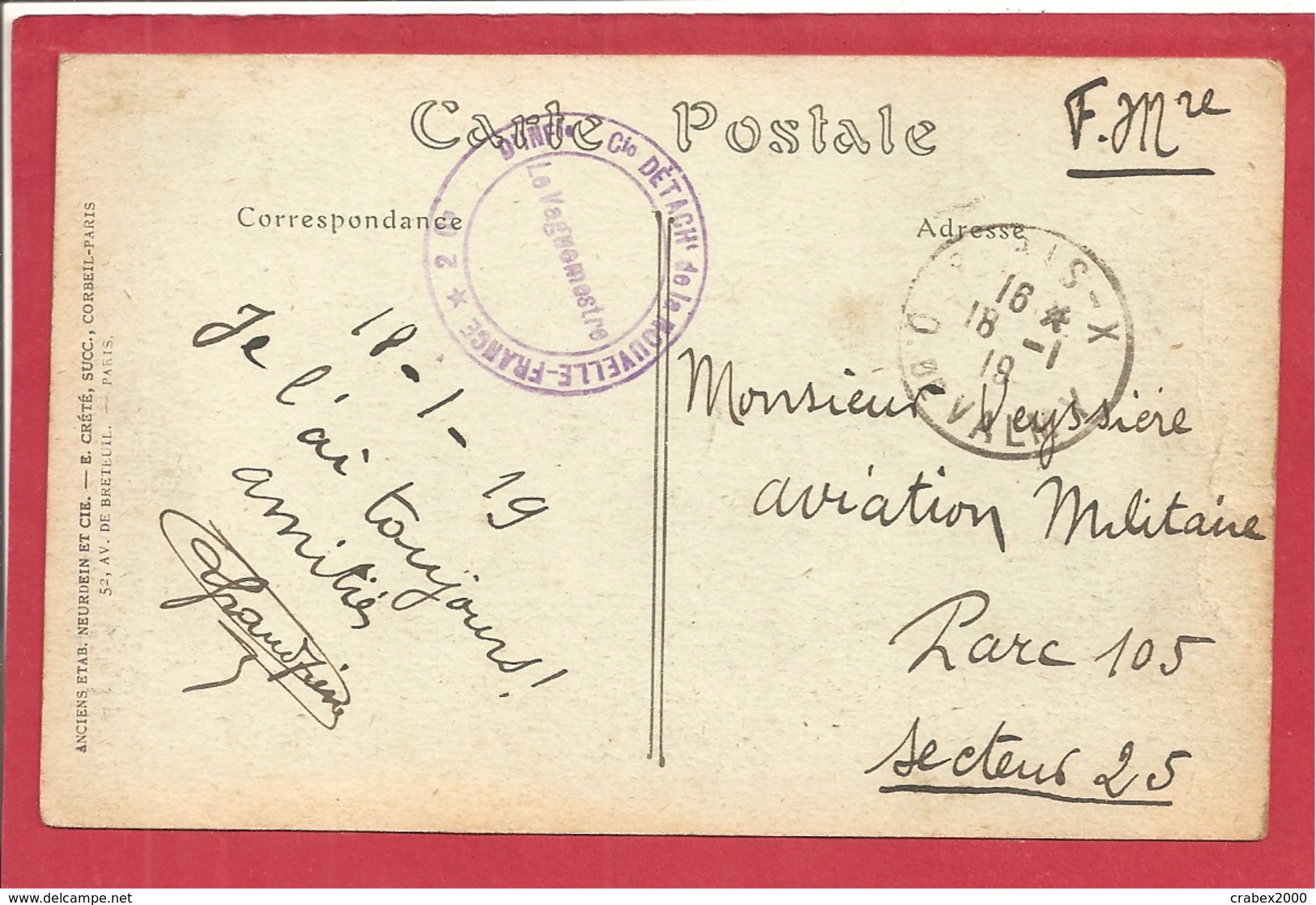 FM DT NOUVELLE FRANCE Vers AVIATION MILITAIRE PARC 105 1918 23SCANS - Guerre De 1914-18