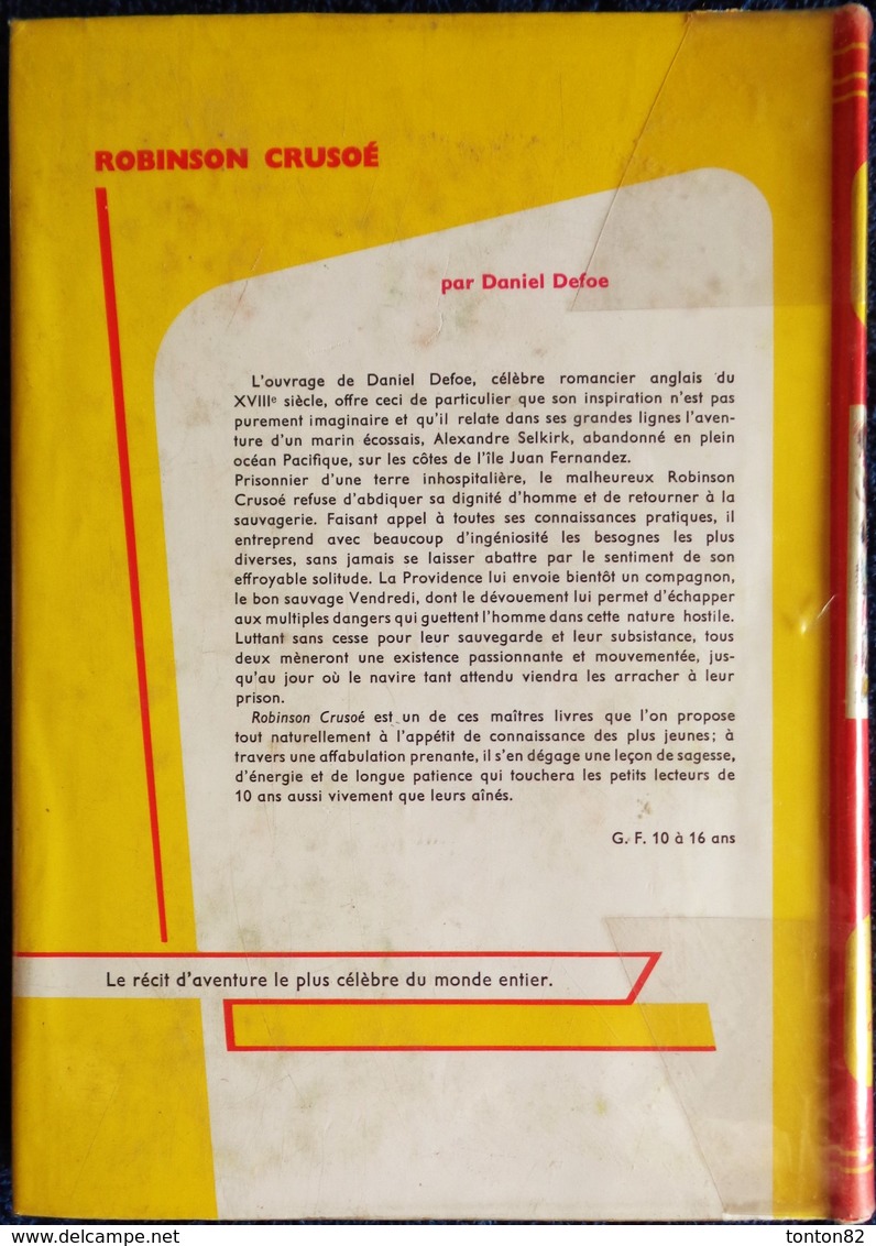 Daniel Defoe - Robinson Crusoé - Bibliothèque Rouge Et Or N° 461 . - Bibliothèque Rouge Et Or