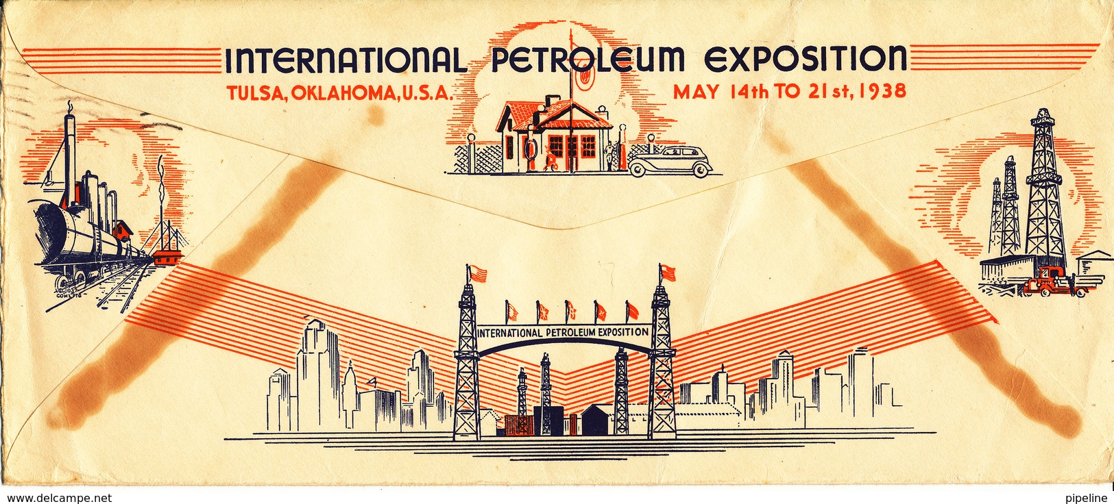 USA Cover Sent To Holland Tulsa 1938 Single Franked (International Petroleum Exposition Tulsa Oklahoma See The Backside - Covers & Documents