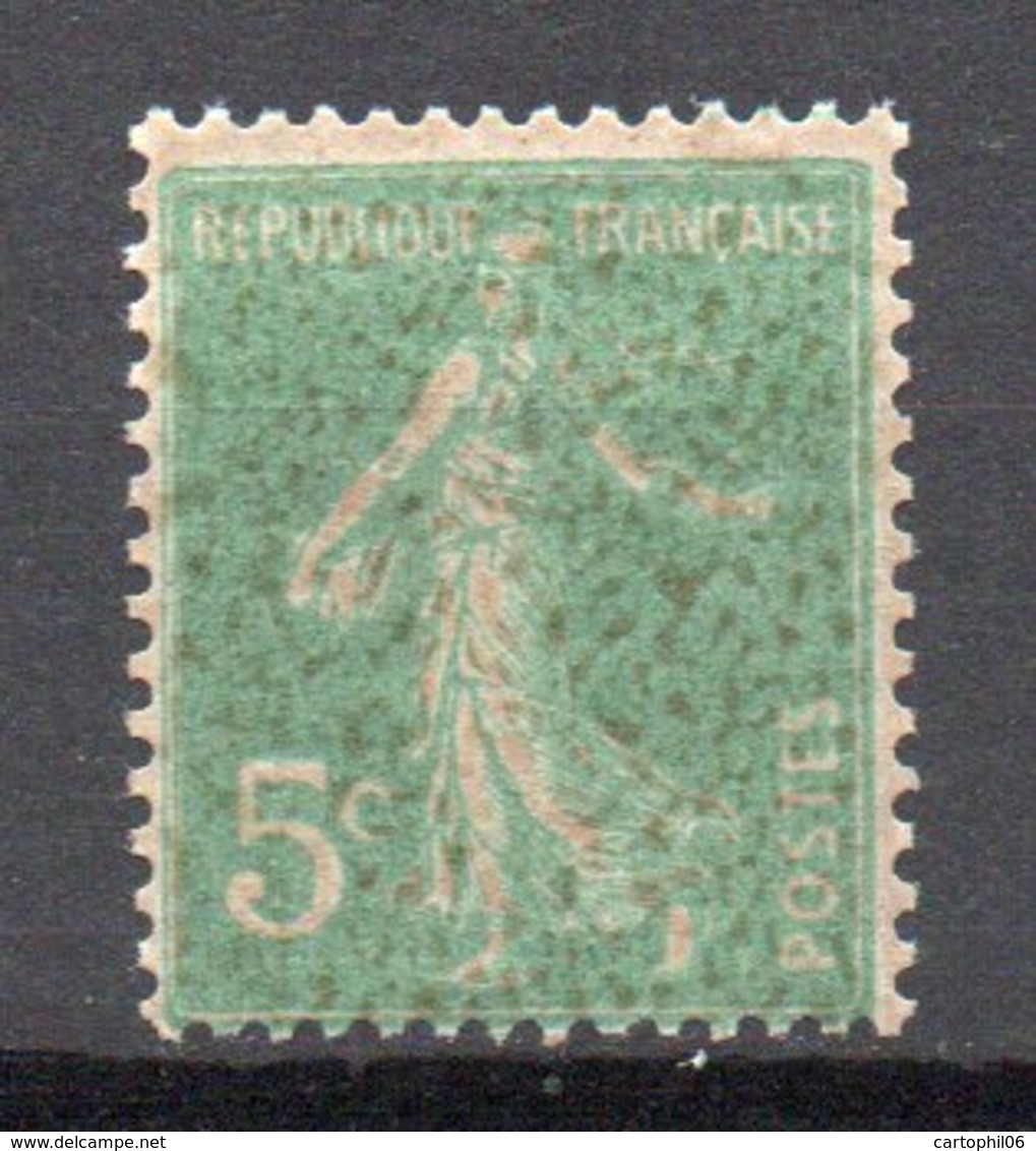 - FRANCE Variété N° 137 ** - 5 C. Vert Foncé Type Semeuse Camée 1907 - GOMME RECTO / VERSO - - Neufs