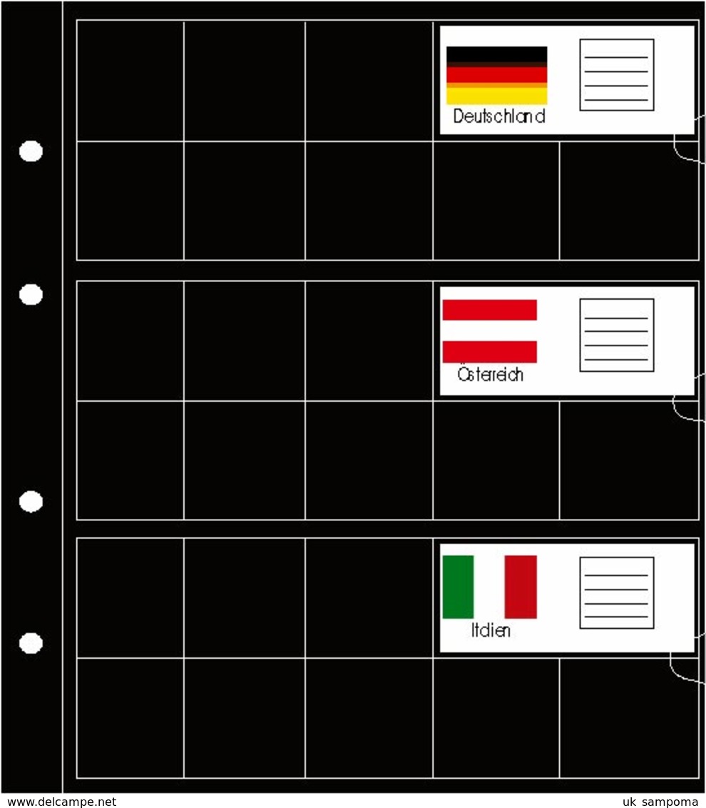 5 Small Prophila Coin Sheets For Euro Coins With Flags Cards - Zubehör